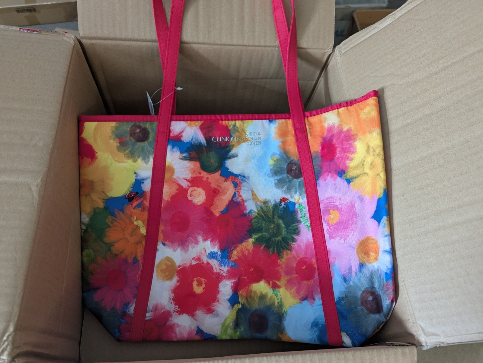 Clinique x Jonathan Cohen Flower Shopping Shoulder Travel Tote Large Bag NEW+Tag