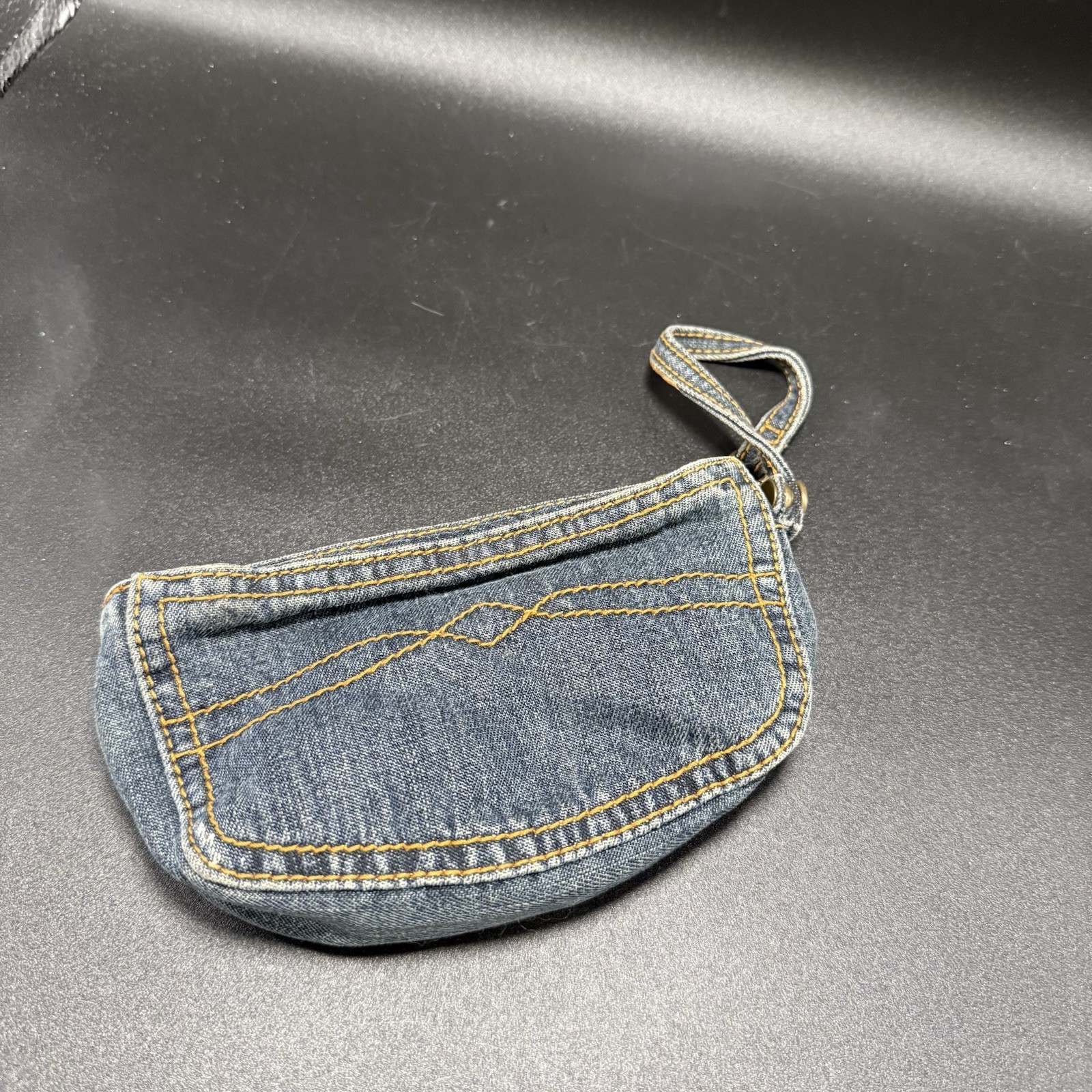 Lucky Brand Dungarees Denim Coin Purse Dark Wash Denim Zip Top