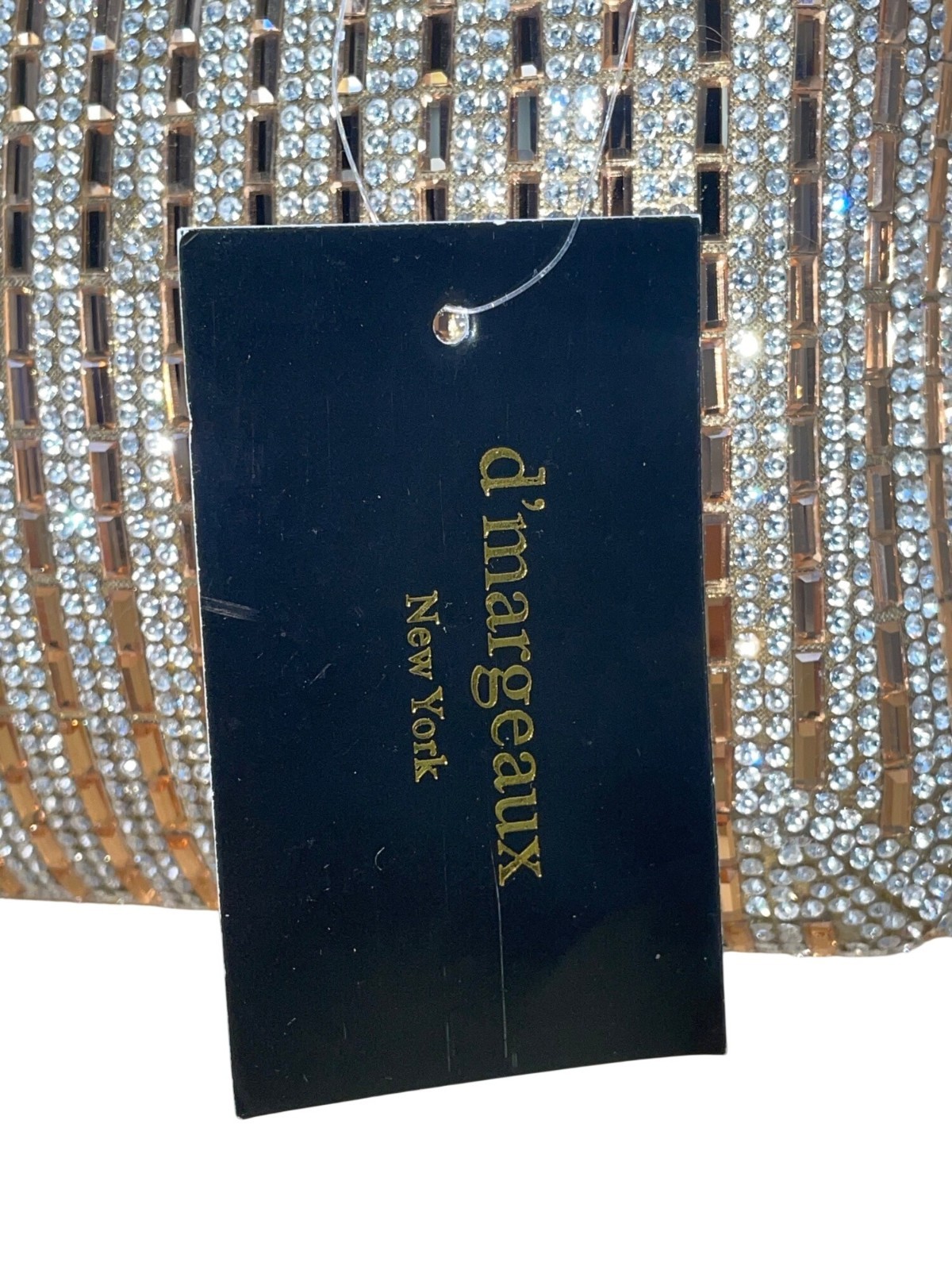 DMargeaux Women’s Champagne Rhinestone With Chain Strap Evening Chic Box Clutch