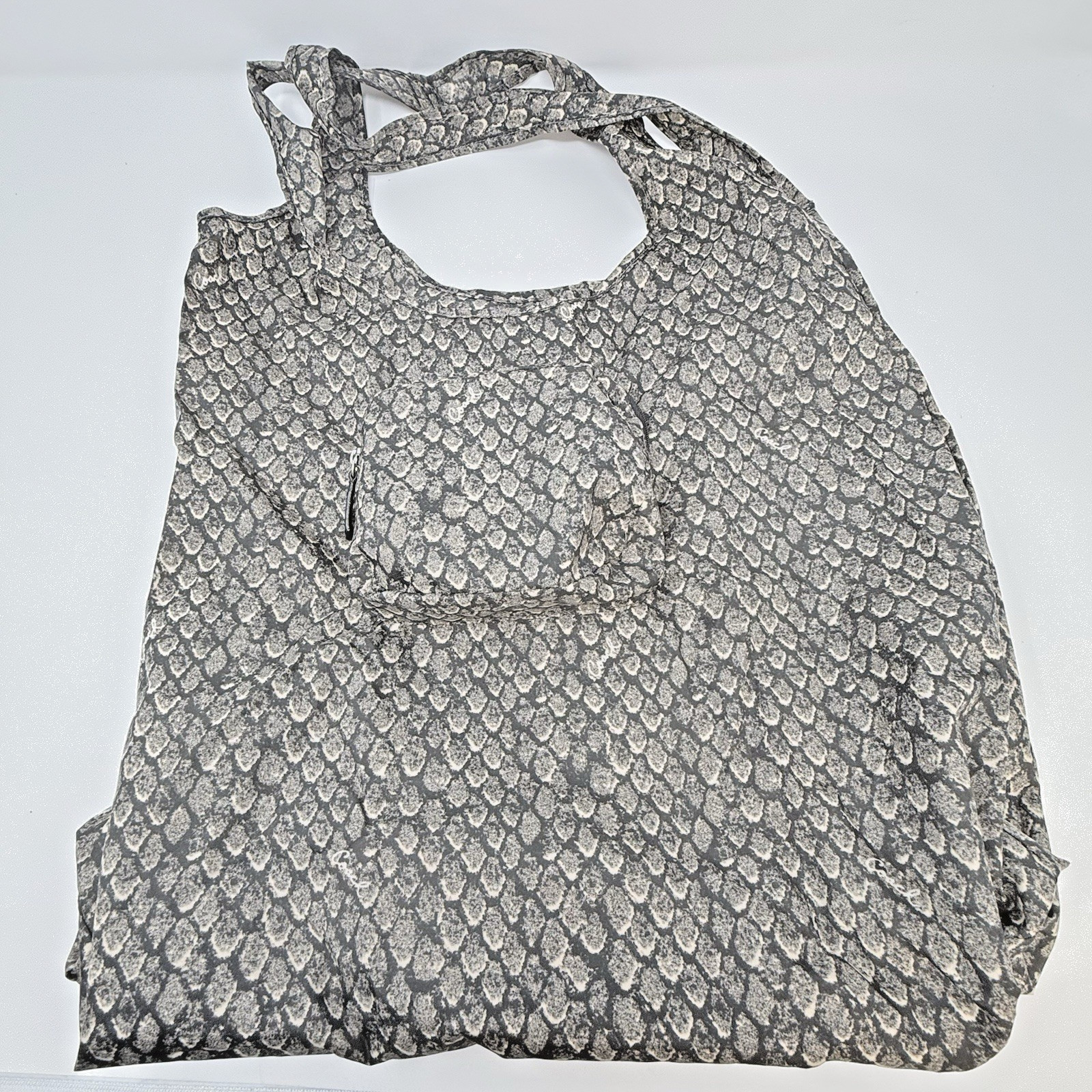 Coach Taylor F66596 Reusable Folding Tote Bag Snakeskin Gunmetal Gray Y2K