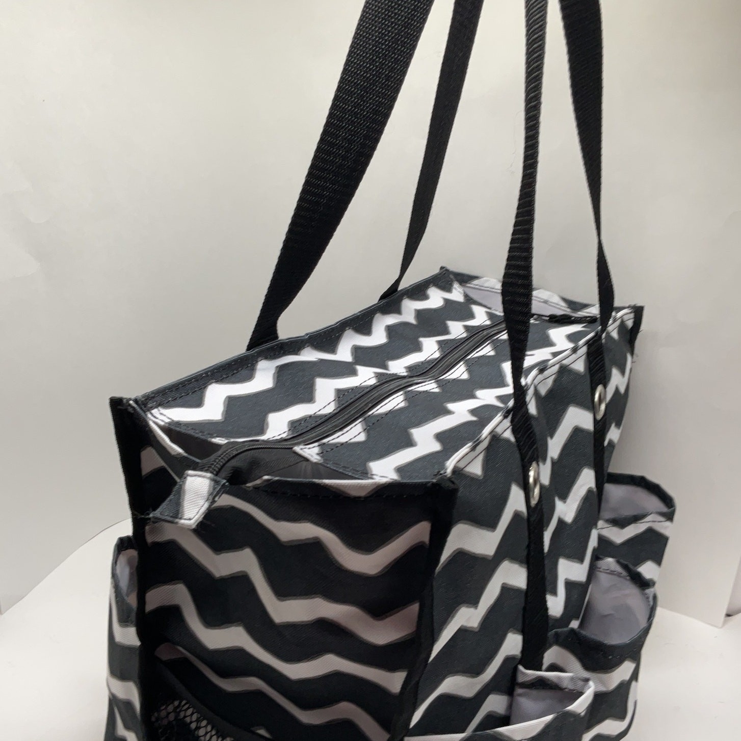 Thristy-One Black and White Zigzag Organizing Utility Tote Bag