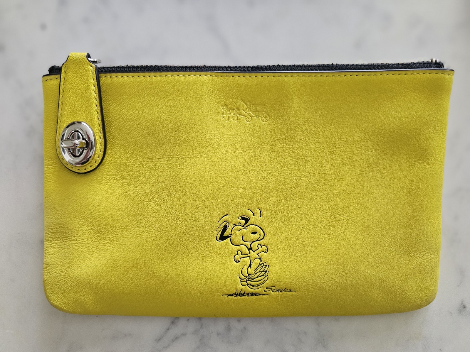 Coach X Peanuts Snoopy Dancing Medium Turnlock Folio Yellow Leather 1st Edition