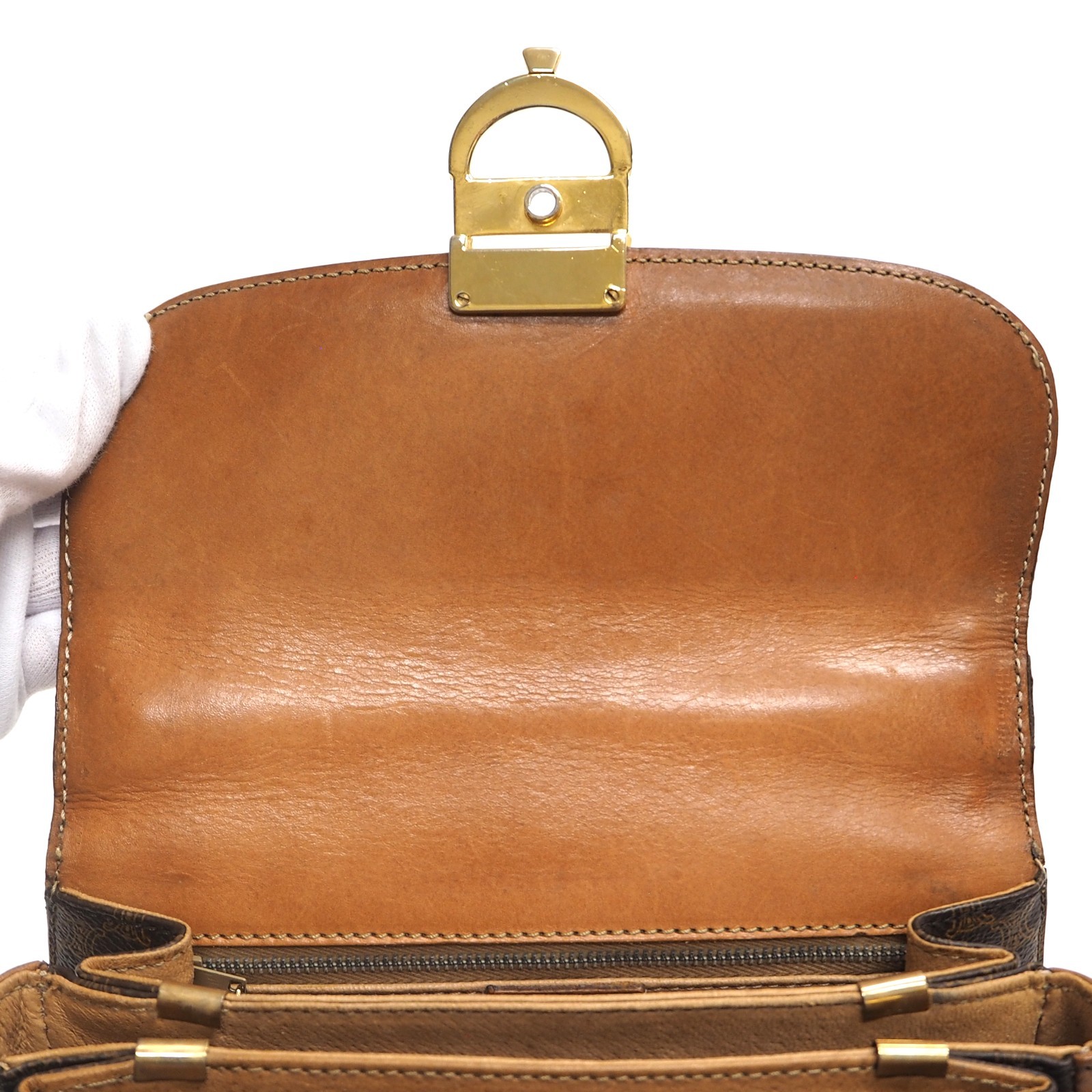 CELINE Macadam Canvas Brown PVC Leather 2Way Shoulder Bag Handbag #64 Rise-on
