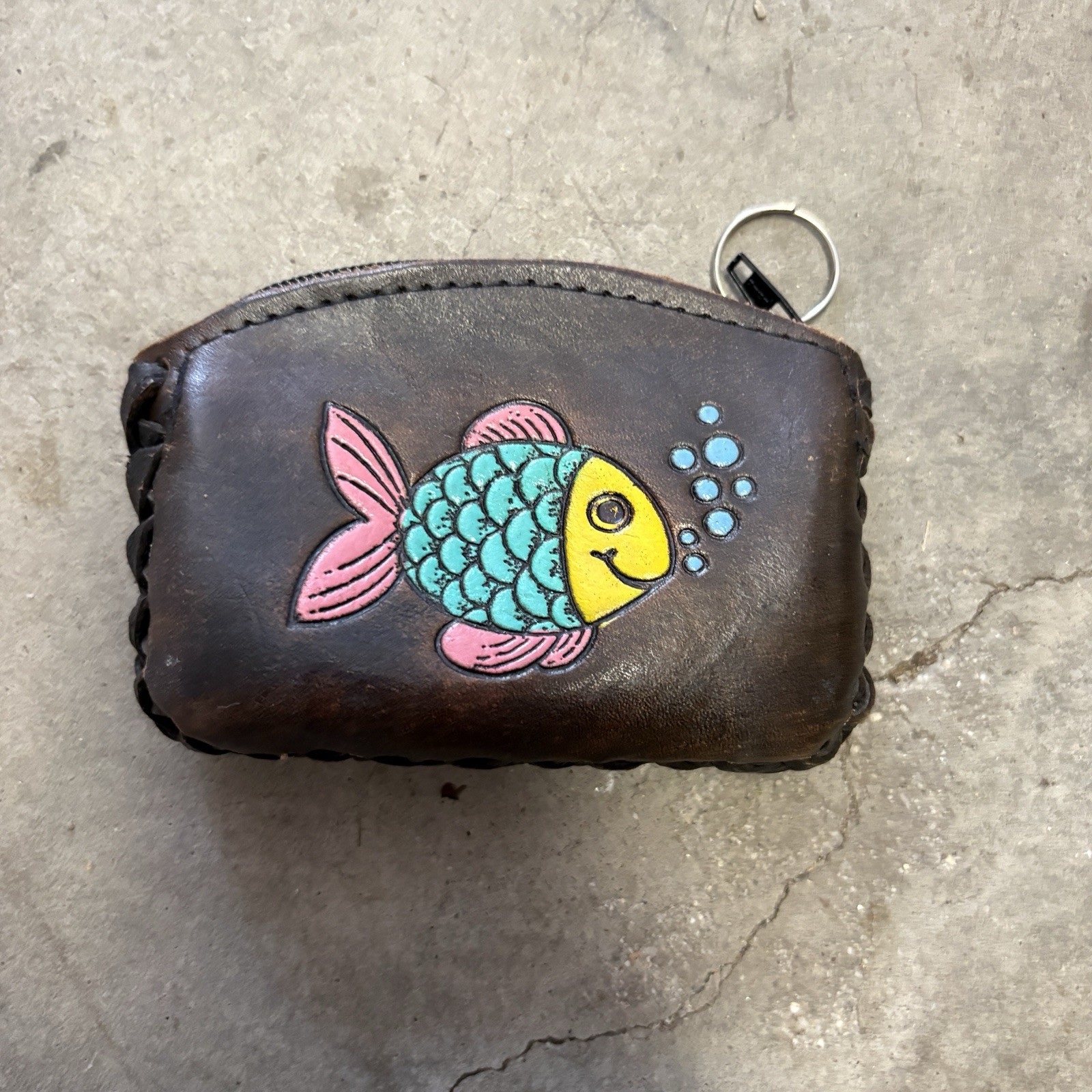 Cute Handmade Fish/Crab Penny Pouch! Real Leather Handmade in Mexico Ships SD!
