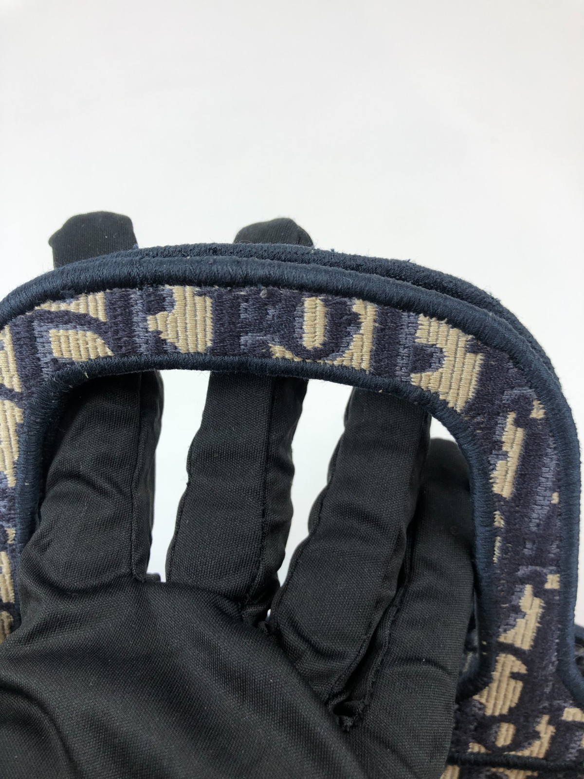 Christian Dior Mini Book Tote Navy Oblique Jacquard Fabric Handbag Pre-owned