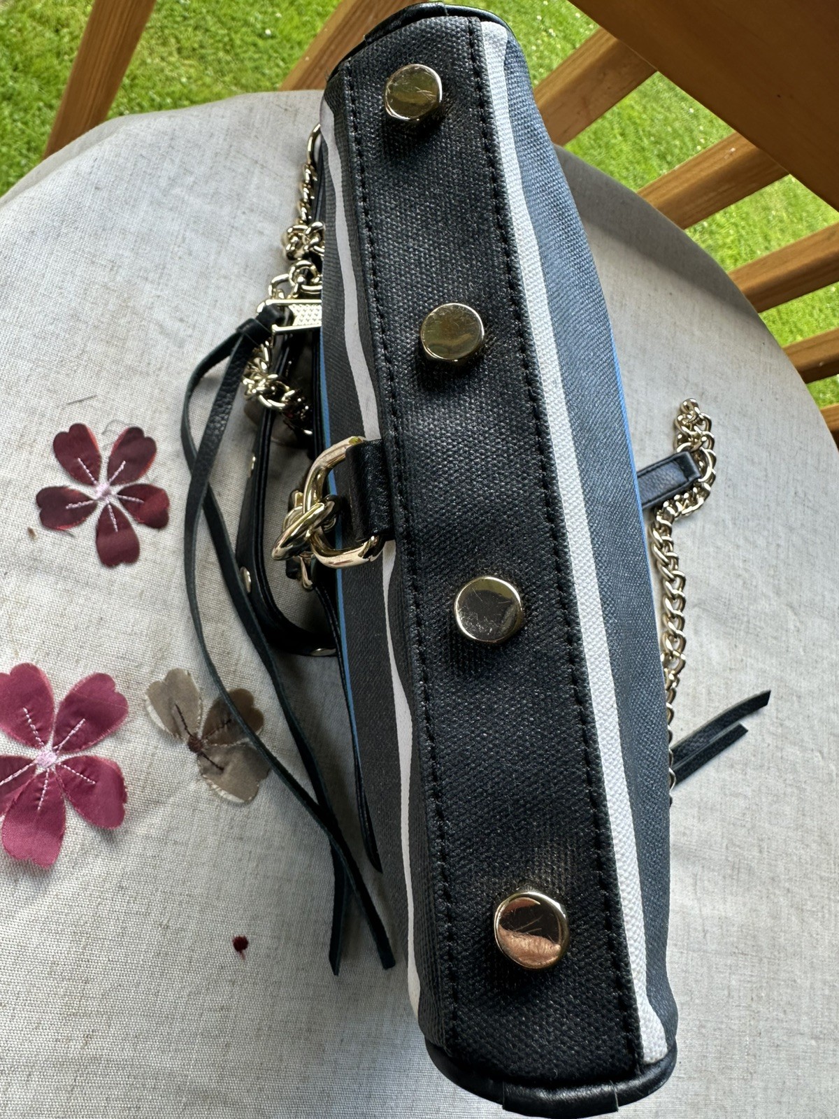 Minkoff Mini MAC Black Blu White Rainbow Leather Crossbody Bag studded Purse
