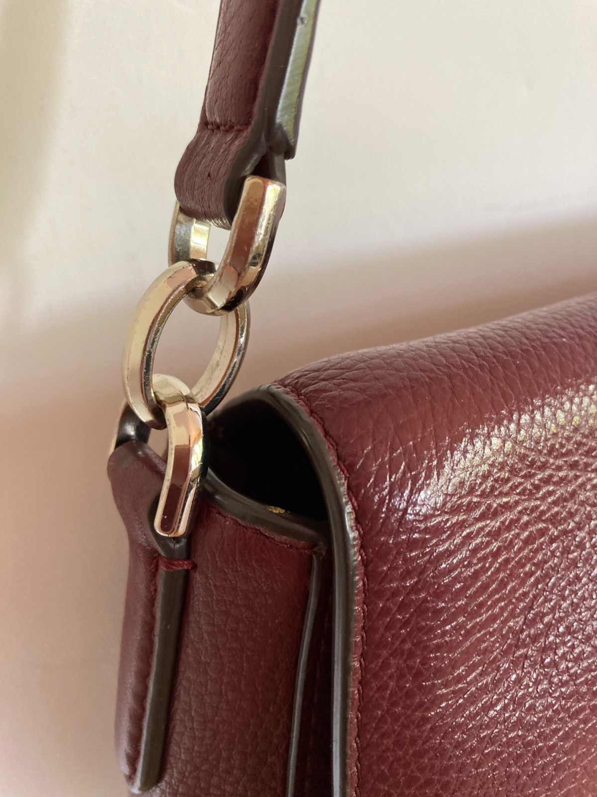 Kate Spade Burgundy Pebbled Leather Top Zip Flap Magnetic Snap Shoulder Bag