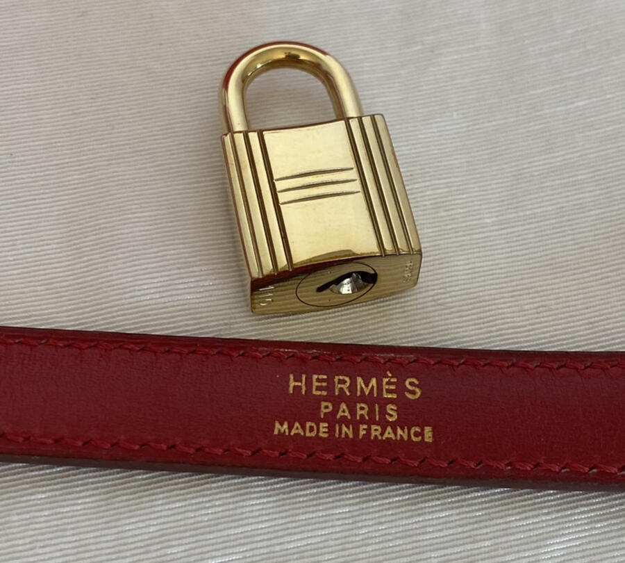 XLT Auth HERMES Rouge Garance VIF Gulliver Swift 28cm Kelly Retourne GHW