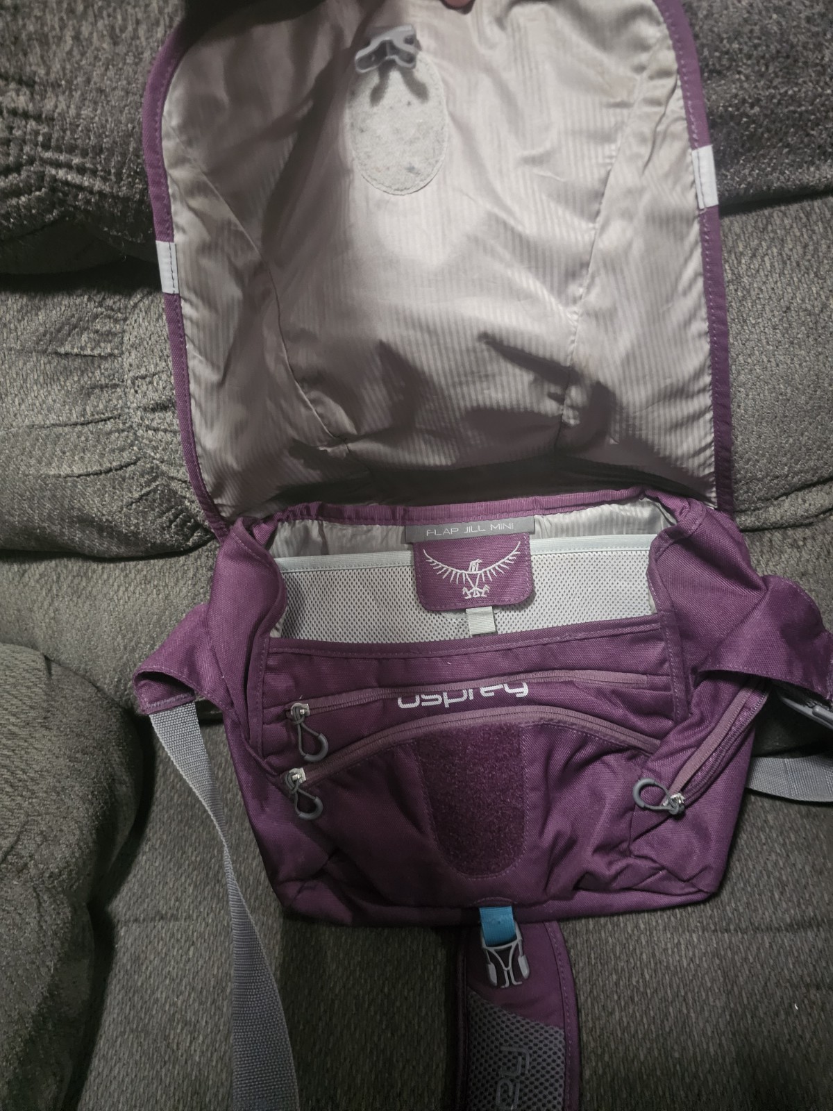 OSPREY PURPLE FLAP JILL MINI COURIER CROSSBODY MESSENGER BAG DAYPACK TRAVEL