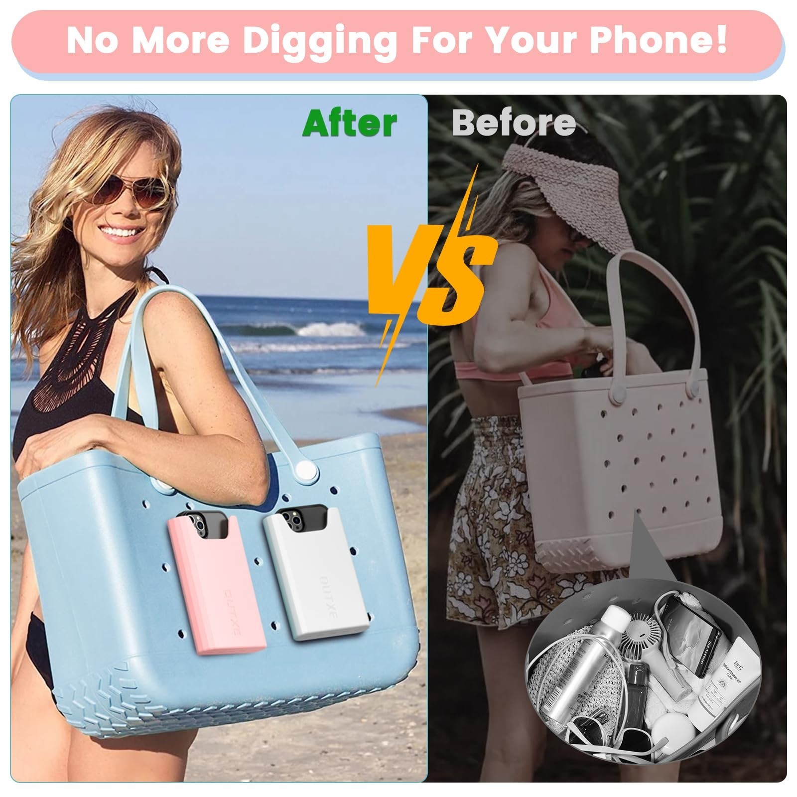 2 Pack Silicone Phone Holder for Bogg Bags – Compatible Cell Phone Accessories,