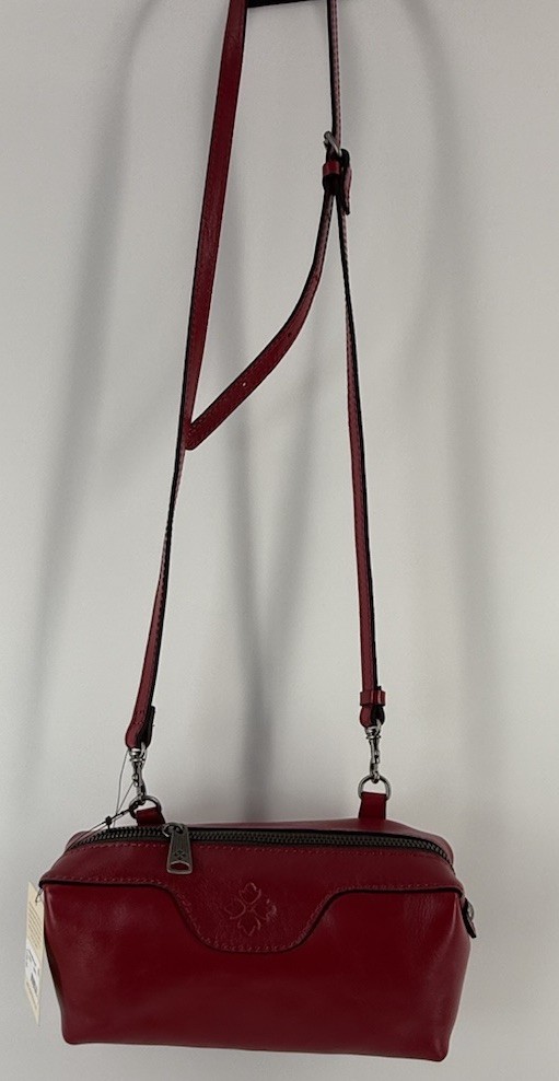 Patricia Nash Joliet Cranberry Leather Crossbody Convertible Clutch Pouch NWT