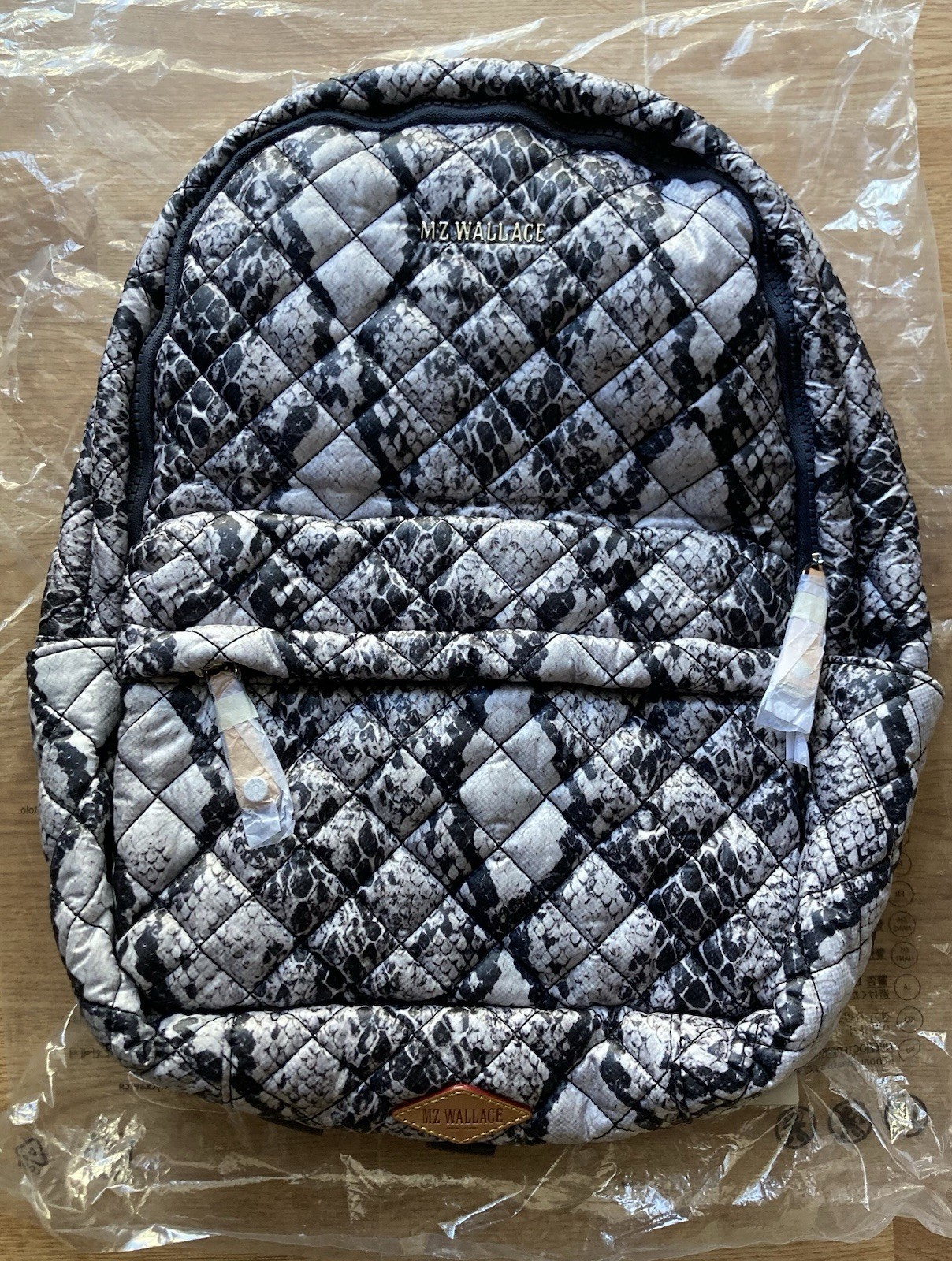 MZ Wallace City Metro Backpack Grey Snake Quilted Nylon
