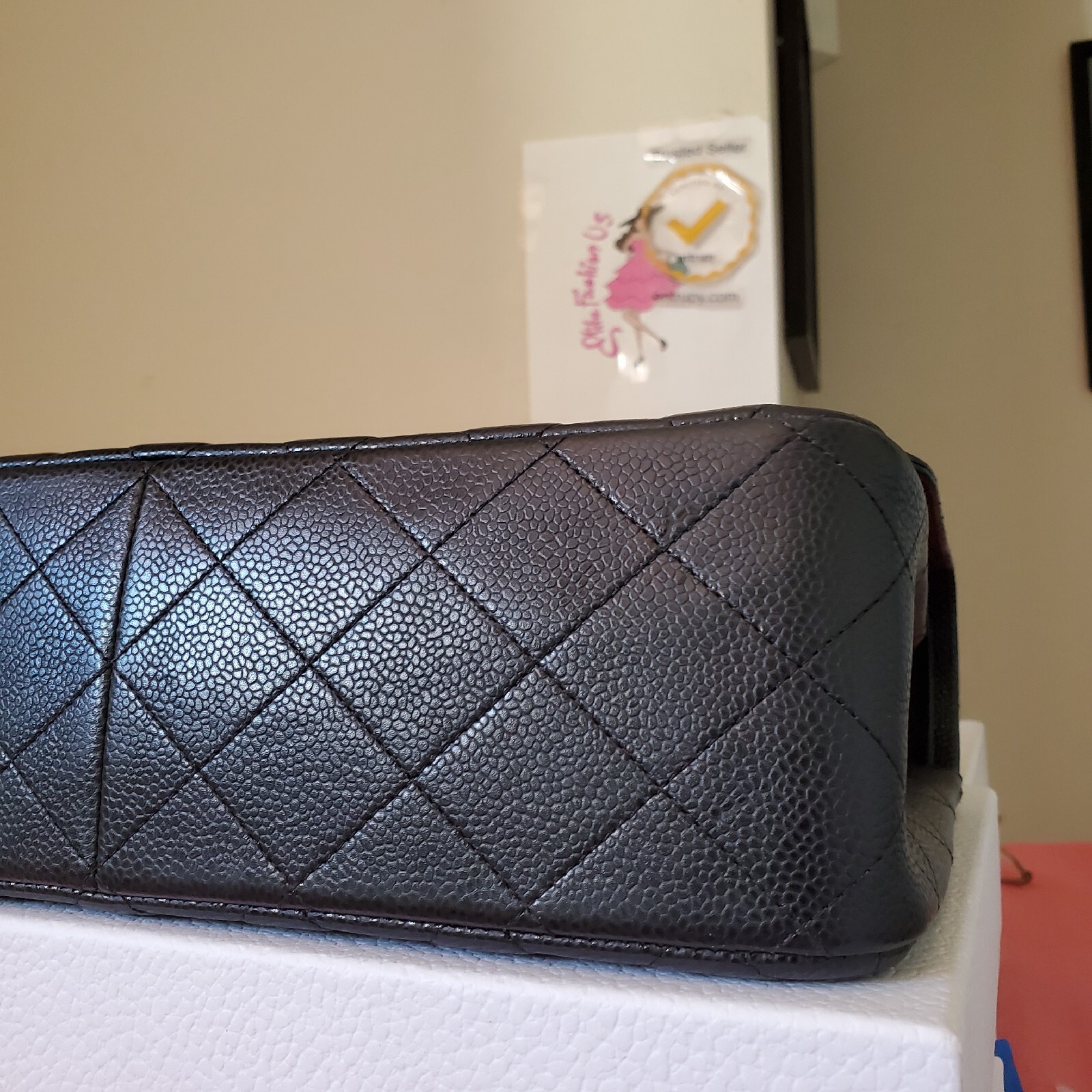 CHANEL Classic black Caviar silver hw Jumbo double Flap Bag Serial 28