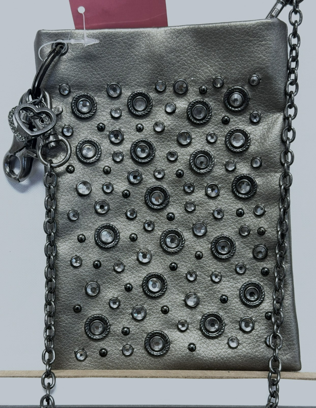 TITANIUM RHINESTONES CROSSBODY BAG CELL PHONE SLIM BAG 4.5 x 6.5 Inches NWOT