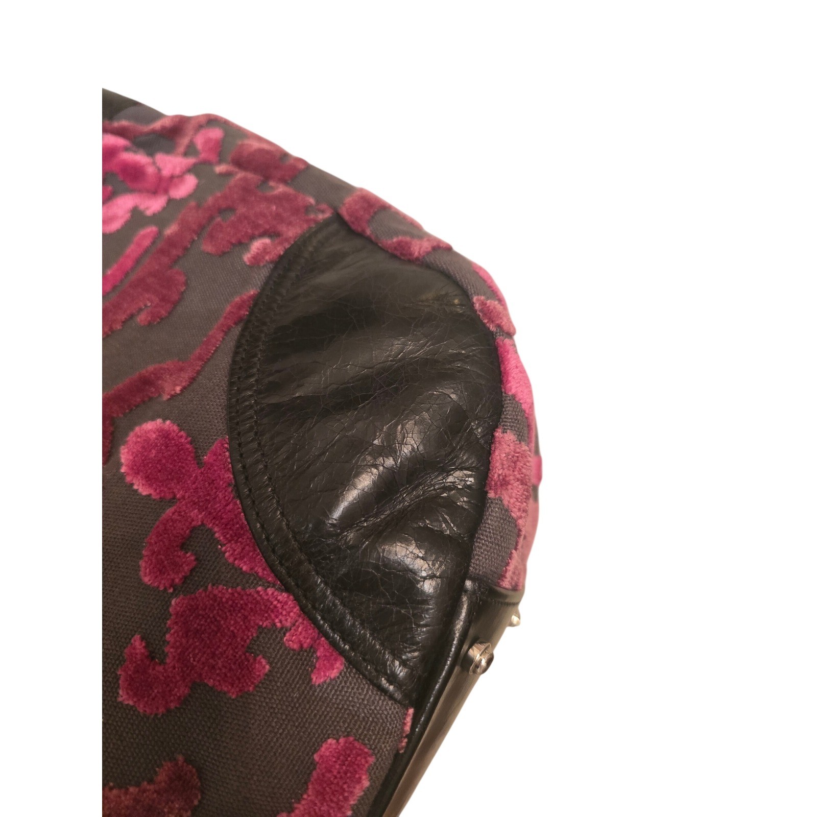 Glenda Gies Isabella Hobo Bag in Raspberry Hotel fabric