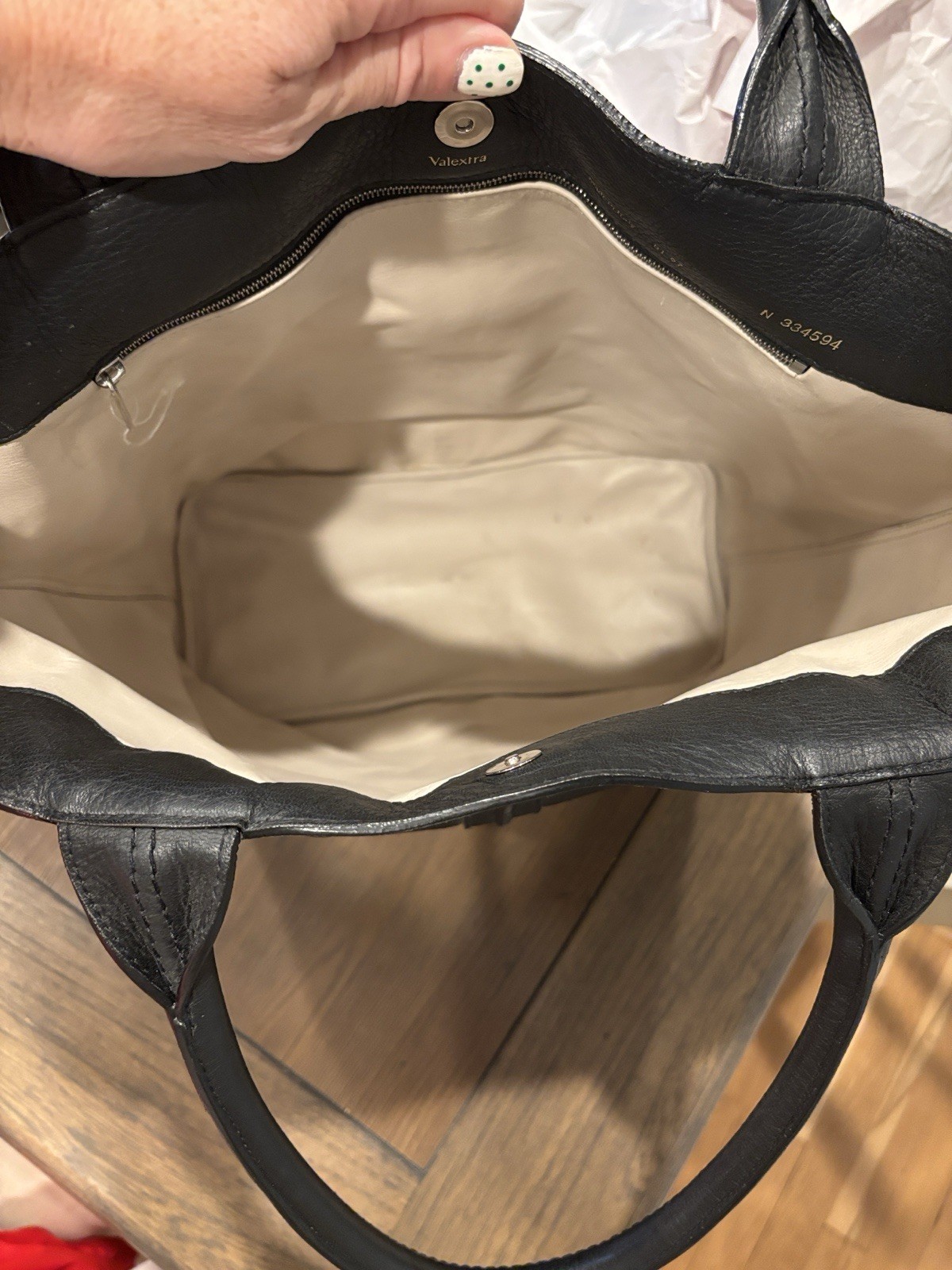 Valextra Black Leather Top Handle Tote Bag Handbag Purse Made In Italy