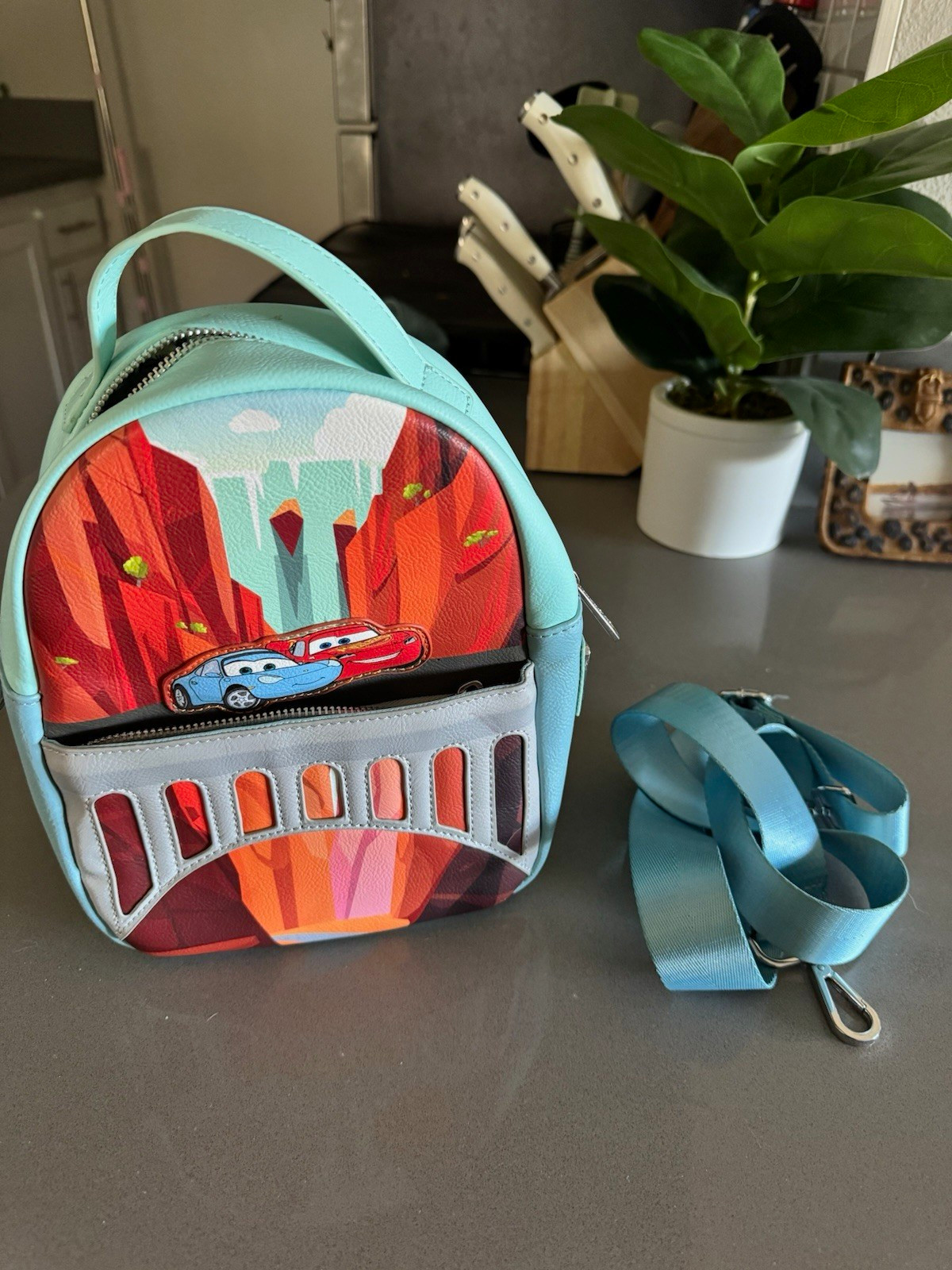 Loungefly Disney Pixar Cars Lightning McQueen Mini Backpack Zip Adjustable Strap