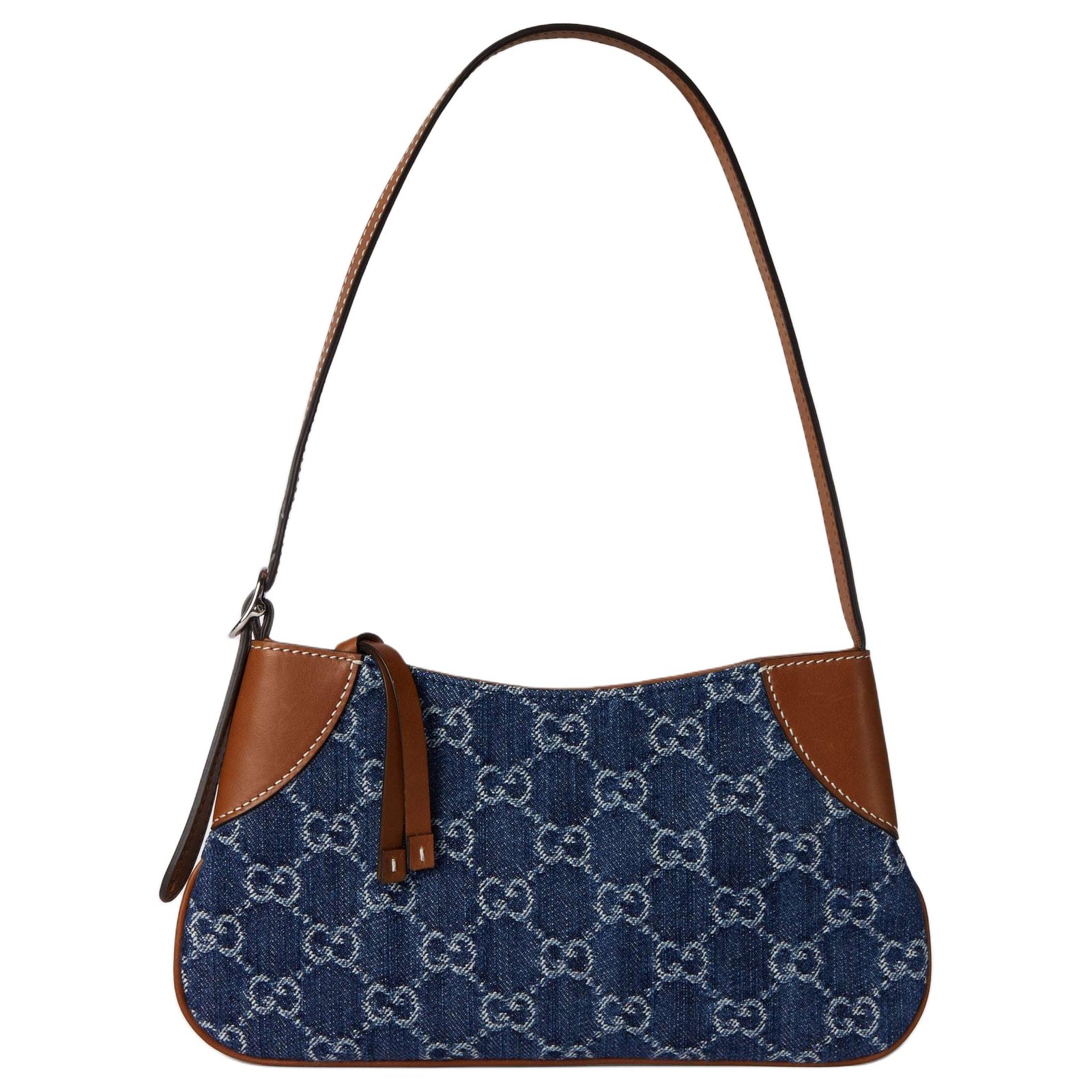 GUCCI GG Emblem Denim Shoulder Bag Extra Mini Women’s Blue 9.1 x 0.8 x 5.1 in