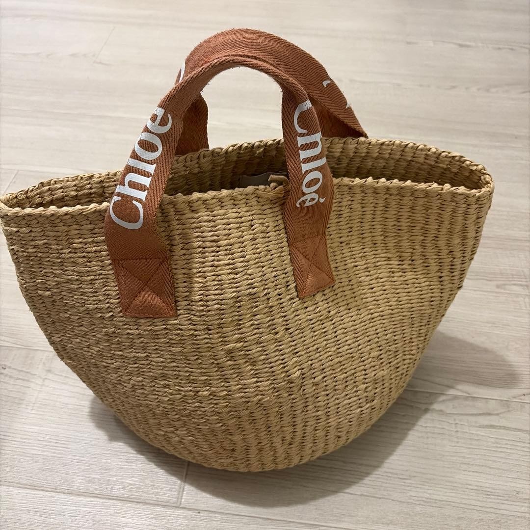 Chloe x Mifuko Basket Bag Handbag Brown Natural Material 12.60 x 8.66 x 8.27 in