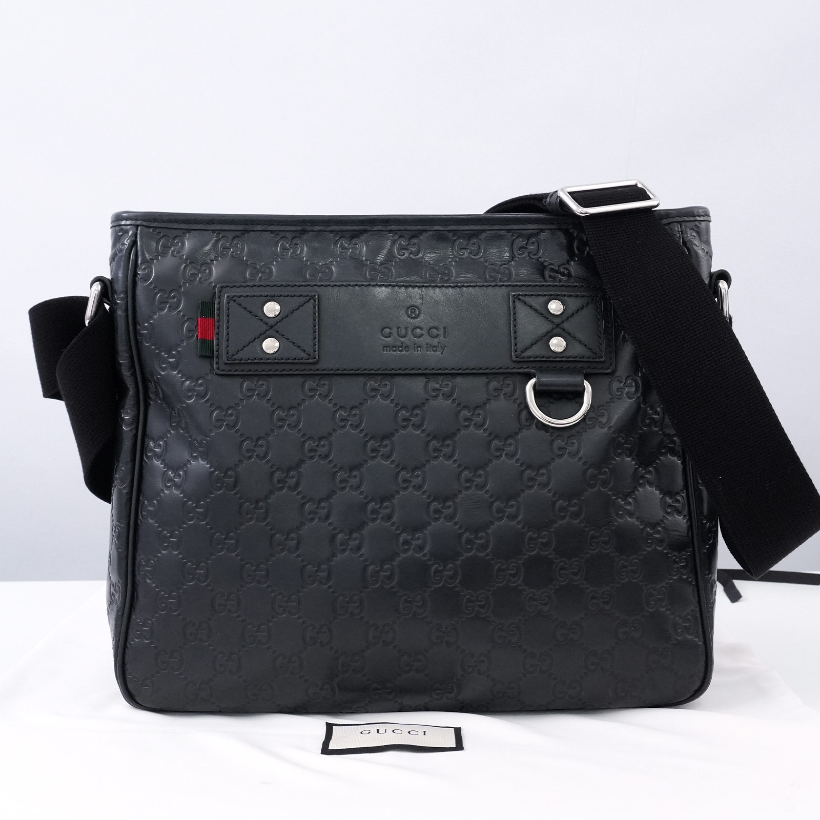 GUCCI Guccissima 322080 Messenger Bag 493075 Black Italy Auth #58556A