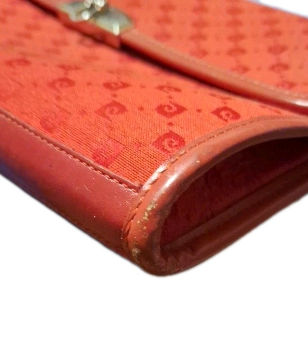 VTG Pierre Cardin Monogram Crossbody Bag Red Canvas Jacquard Logo 70s 80s Purse