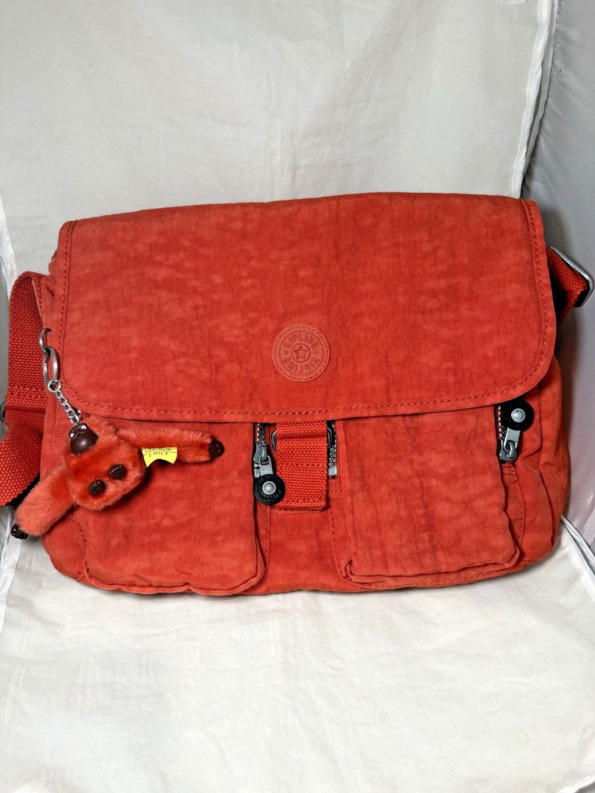 Kipling Rita Crossbody Messenger Bag Orange Lightweight Nylon Medium USED