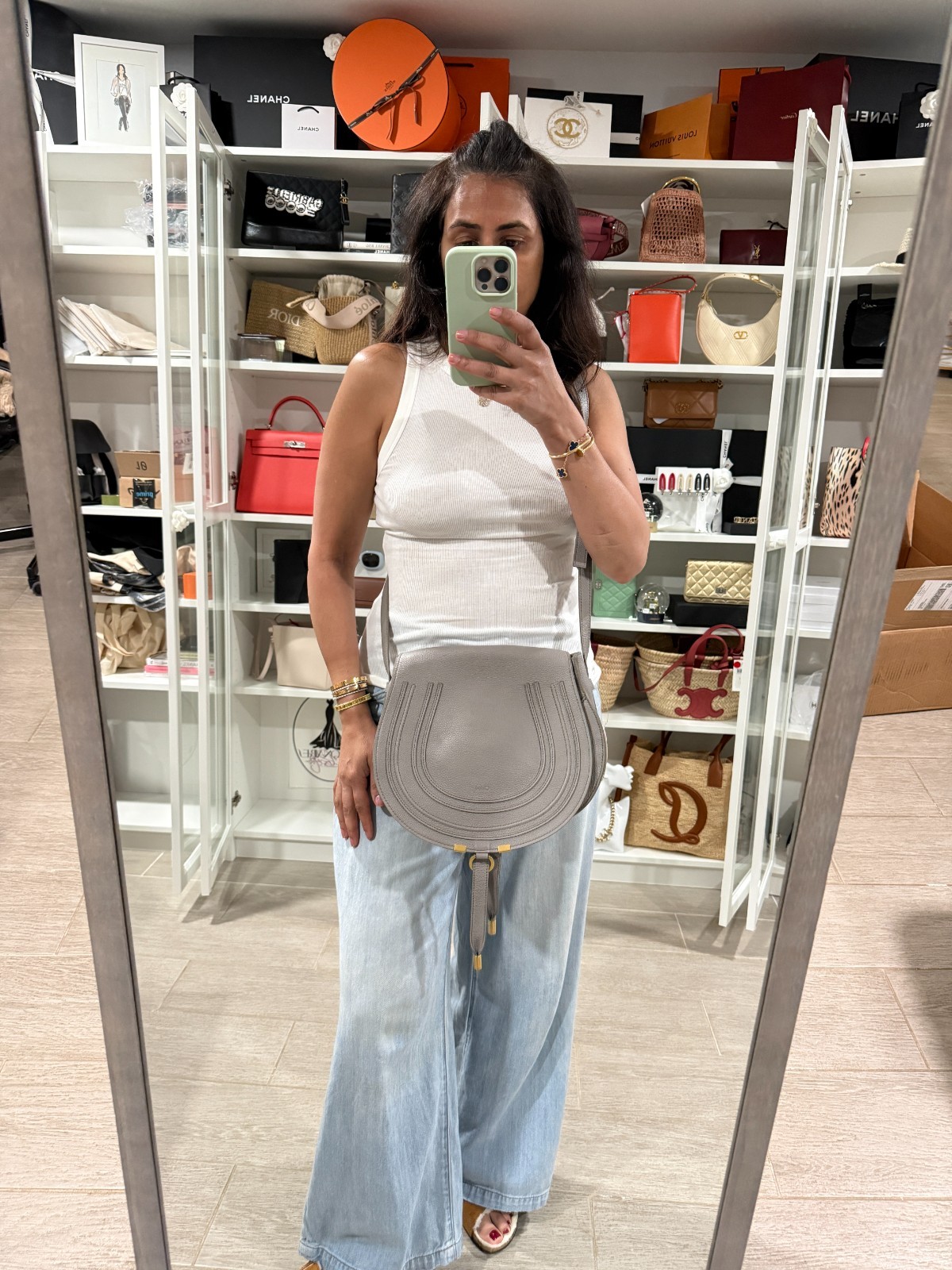 CHLOE $1990 CASHMERE GRAY MARCIE CROSSBODY