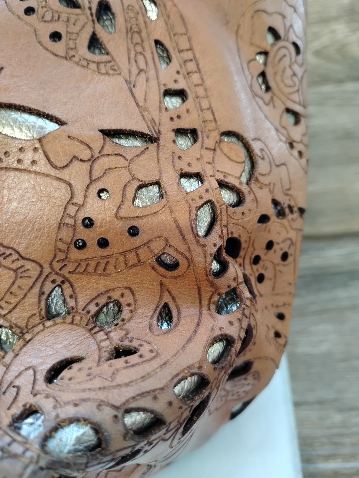 Patricia Nash Tooled Cut Out Tote Bag Italian Leather