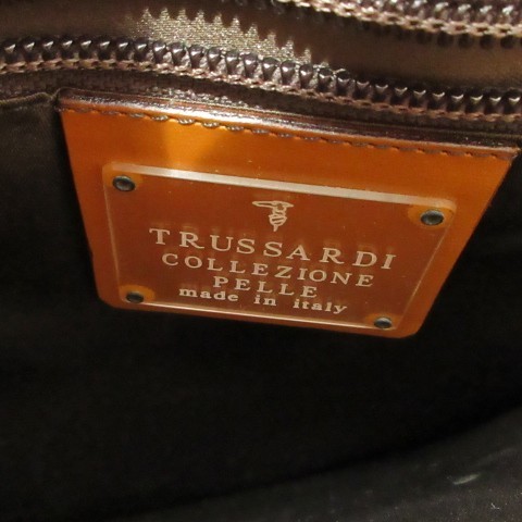 Trussardi Leather Shoulder Bag Brown AB Vintage 27.5cm (10.8″) x 9.8″