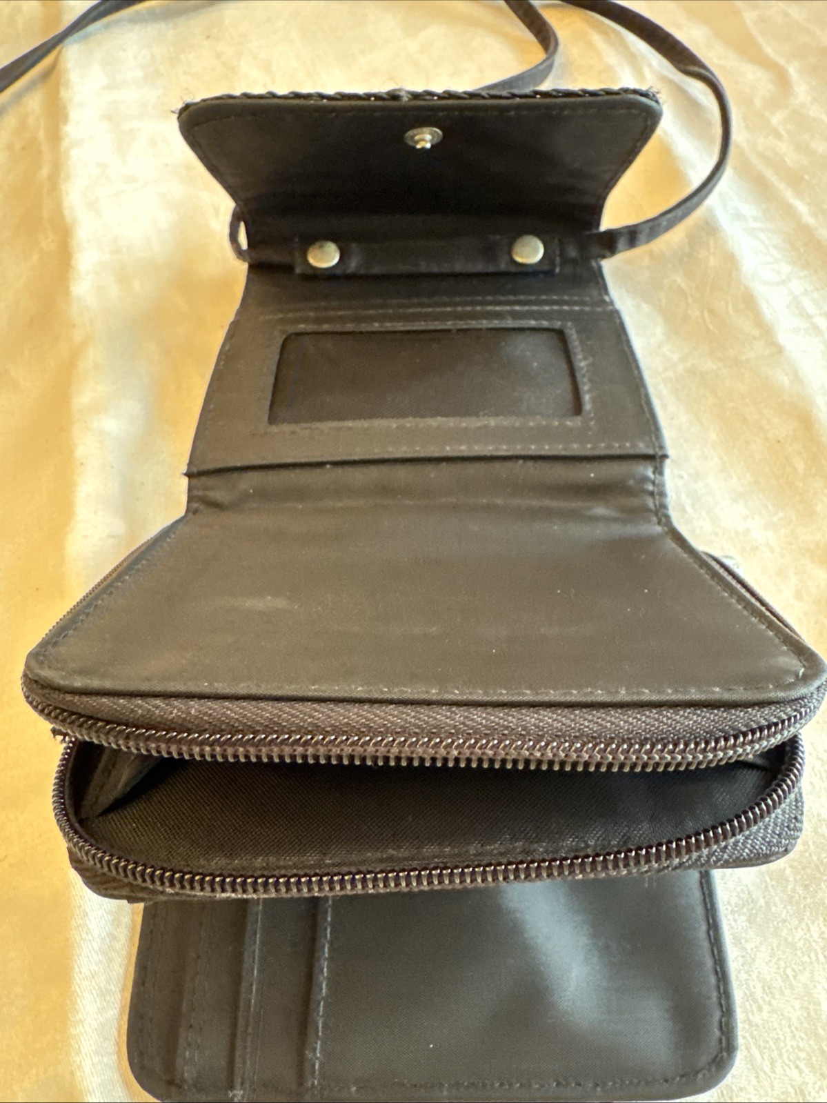 The Limited Black Crocheted Removable Crossbody Strap Wallet 5.5” x 5”