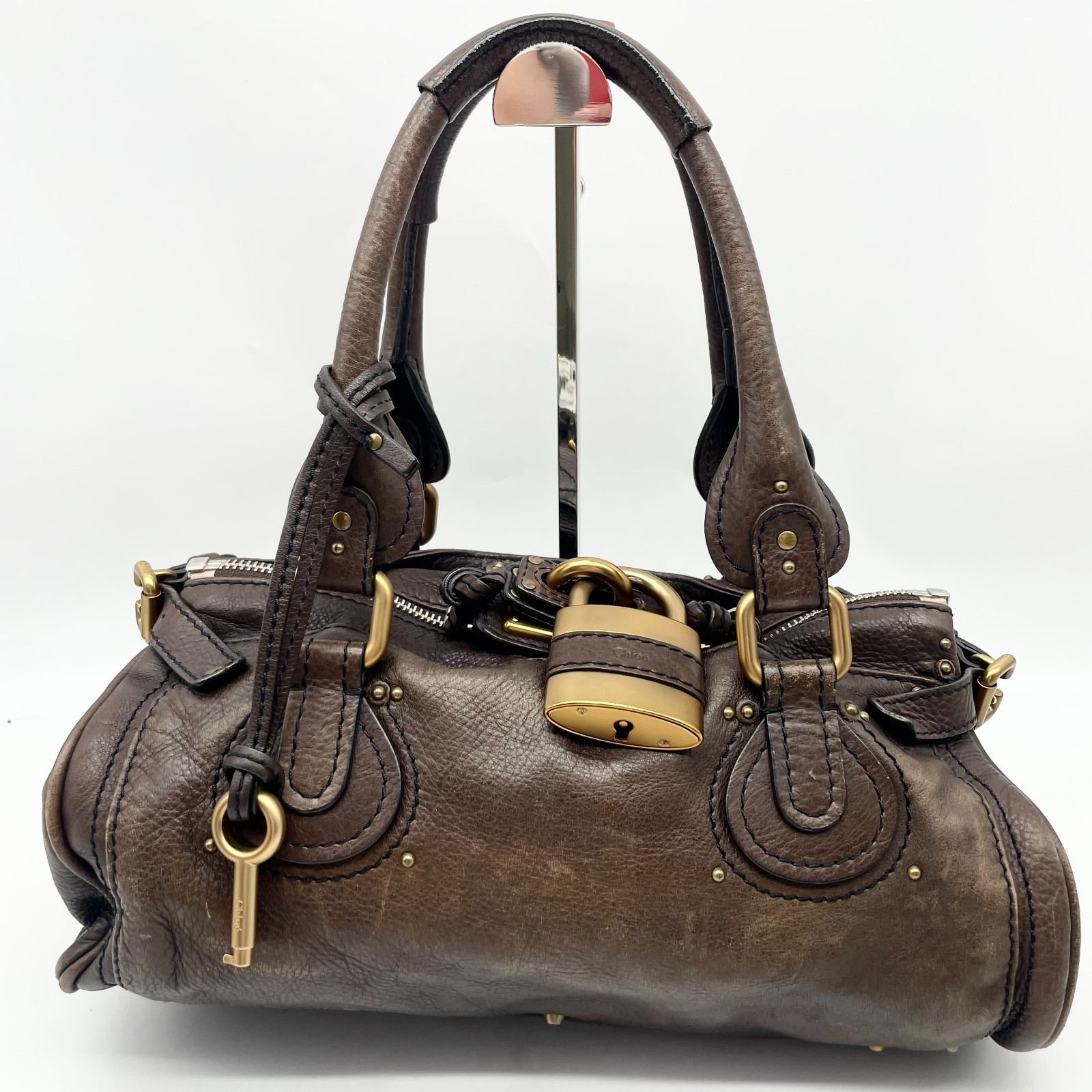 Chloe Paddington Handbag Brown Padlock Gold Hardware Tote bag Y2K Auth
