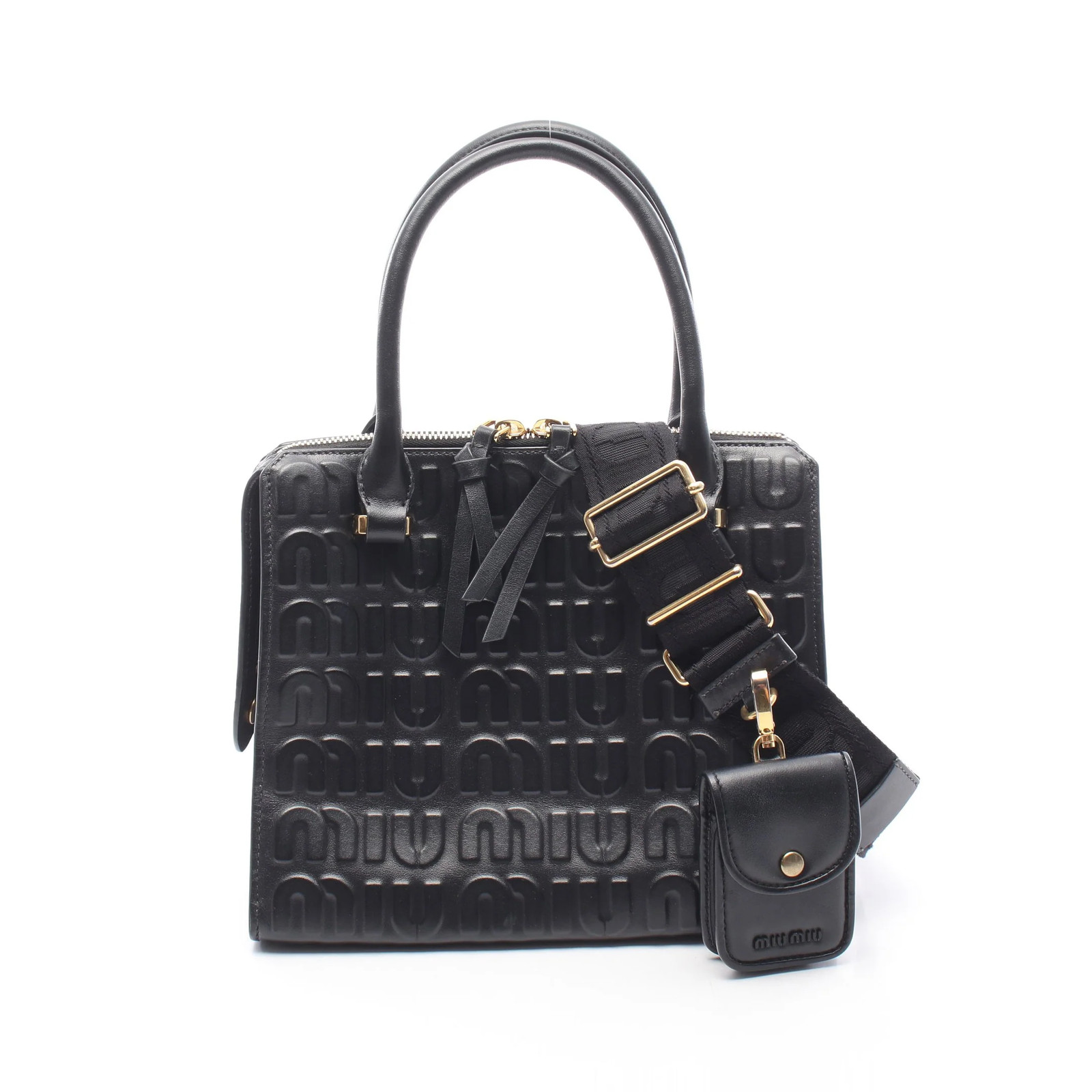 miu miu 2WAY Handbag Black Leather #RCB7234