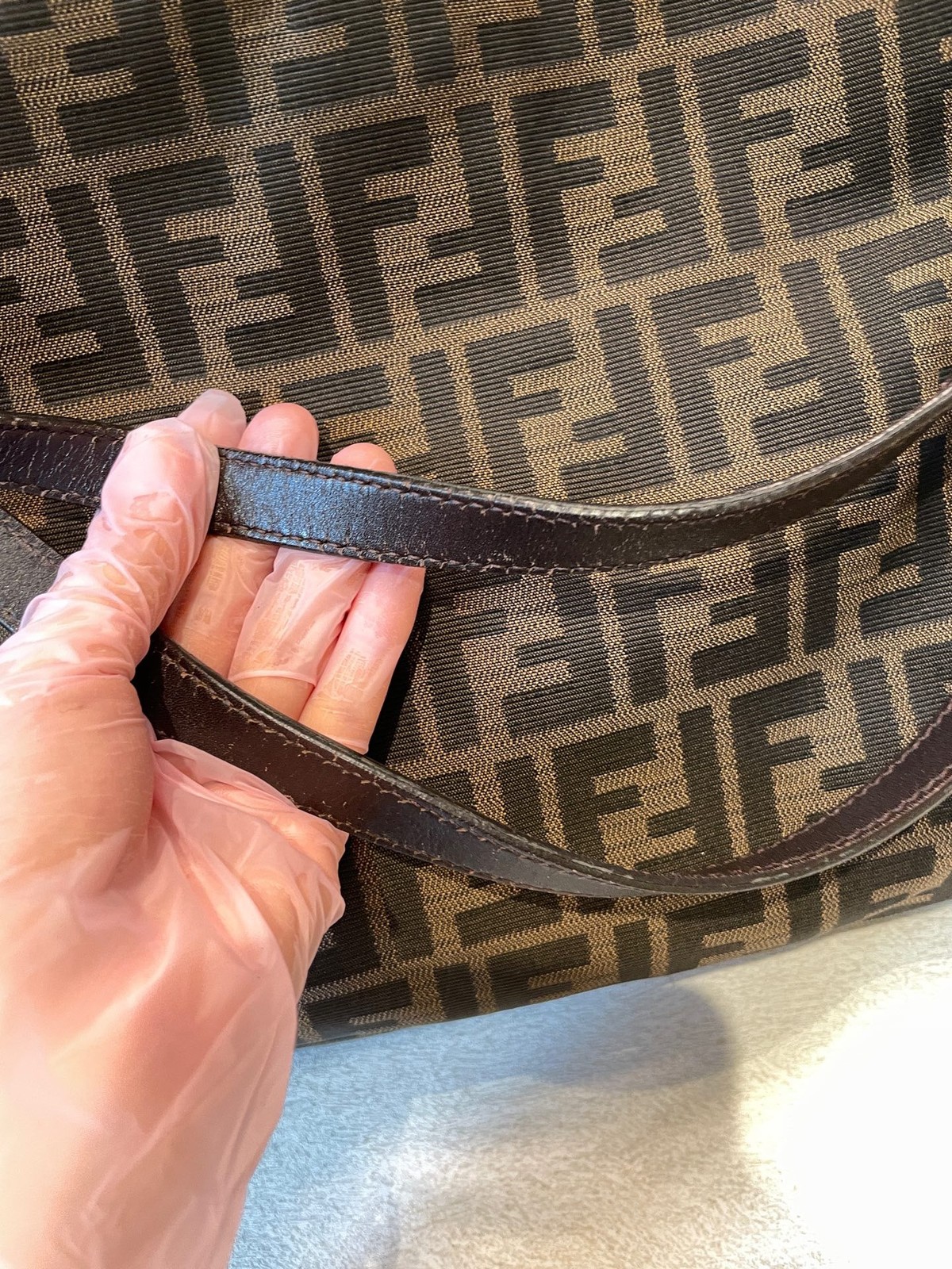 Fendi Zucca FF Canvas Brown Large Tote Bag