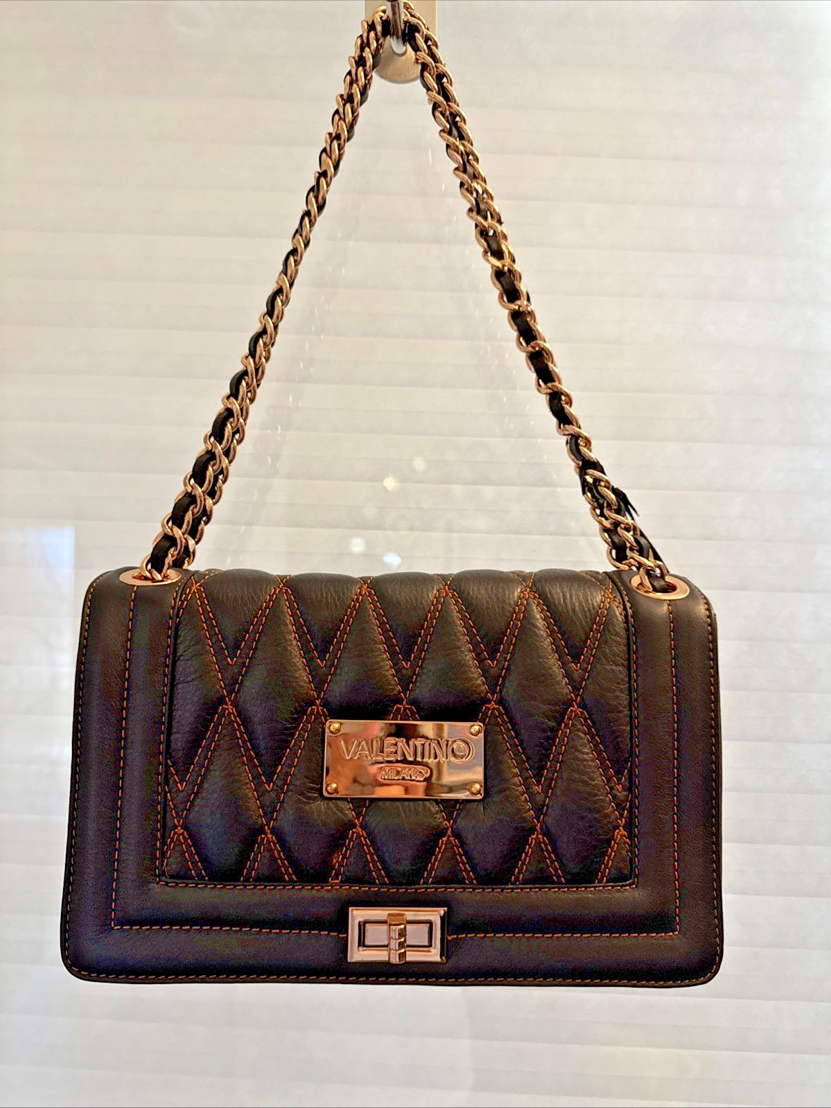 Mario Valentino Alice Quilted Sholder crossbody Balck Purse