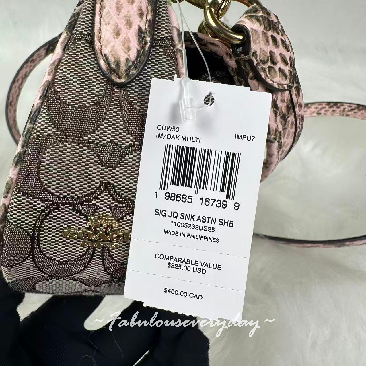 Coach Ashton Shoulder Bag Signature Jacquard Snake Embossed Leather/Oak CDW50