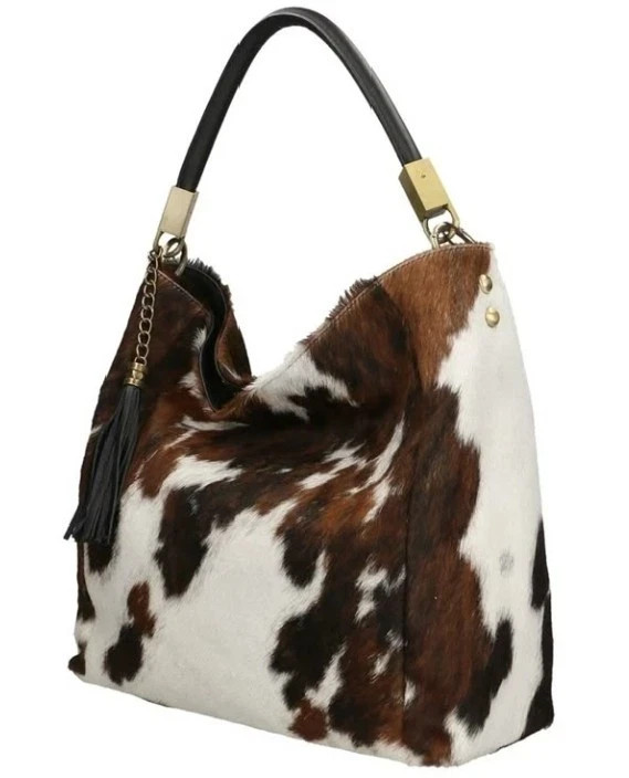 Genuine Cowhide Leather Hair-On Tote Bag | Handmade Western Shoulder Handbag