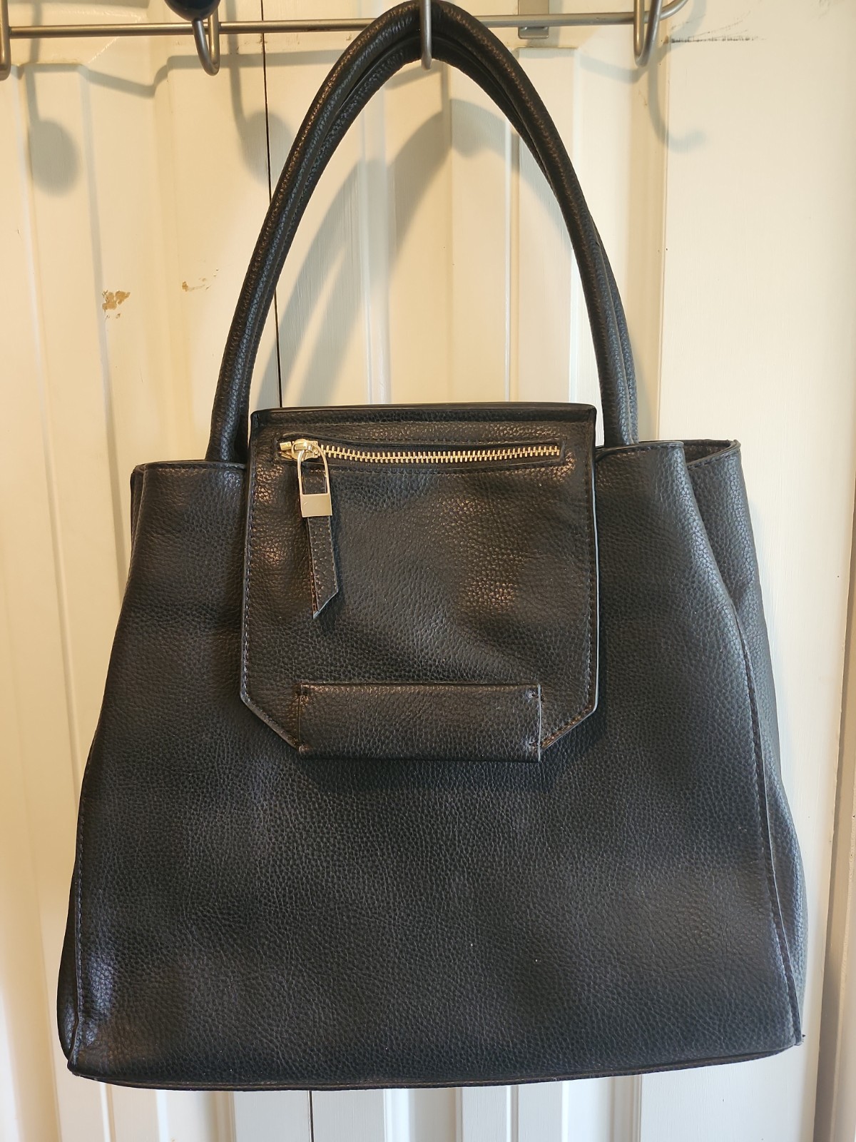 Urban Expressions Large Handbag Purse Black Button Front 17″x13″ Excellent