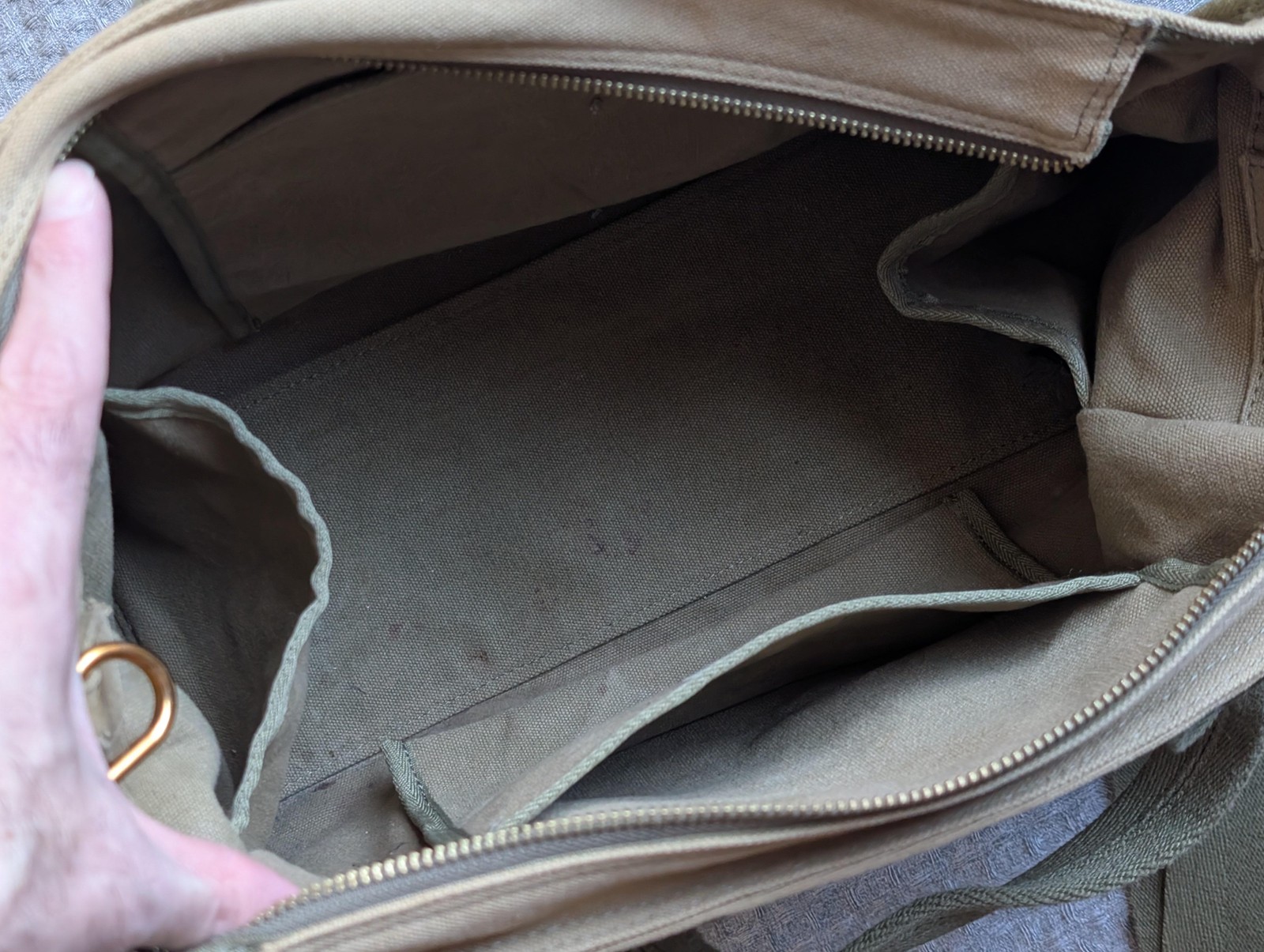 Margot New York Satchel Bag Womens Medium Beige Canvas Handle Crossbody Purse