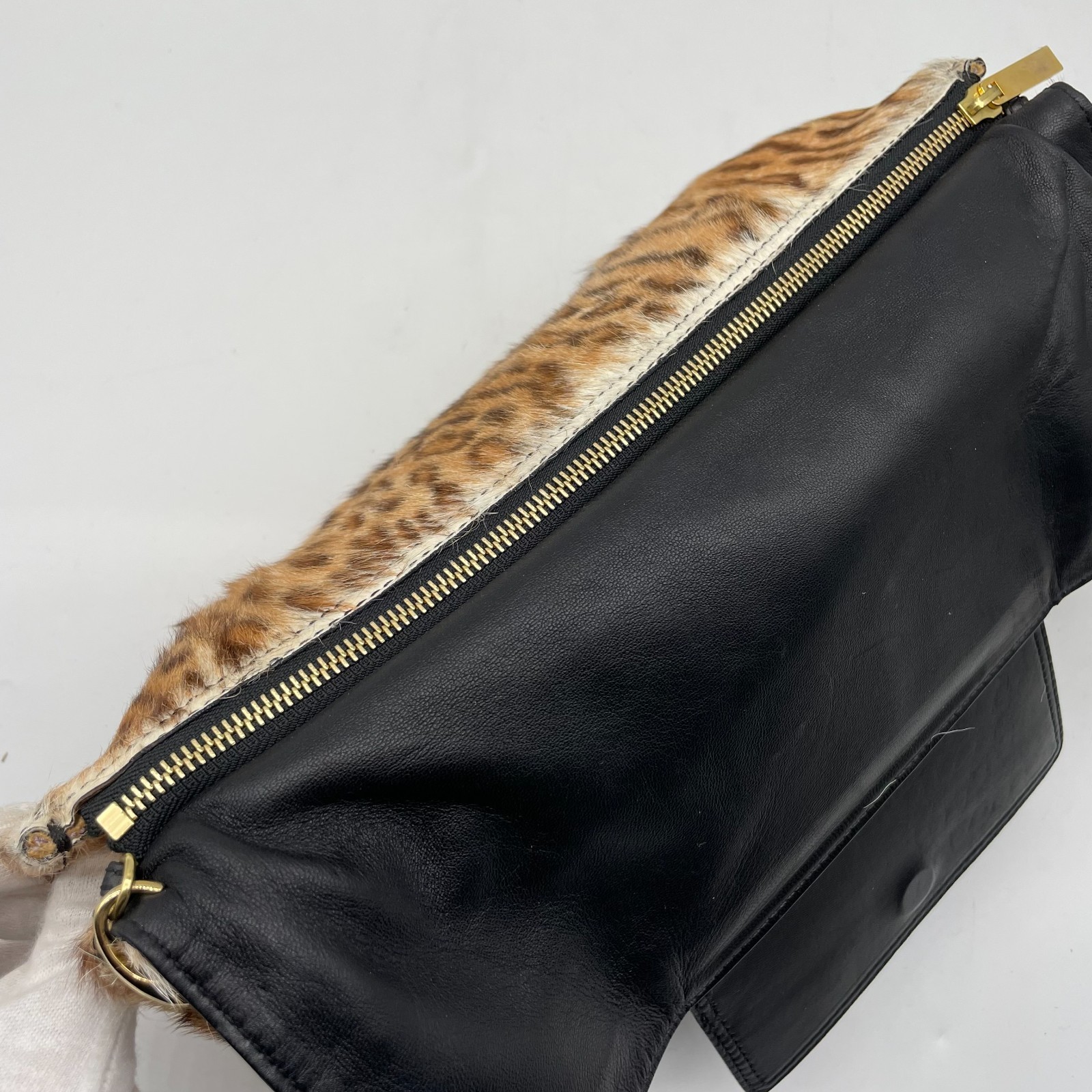 Jimmy Choo Handbag Baguette Shoulder bag Hobo Pony hair Leather Brown Y2K Auth