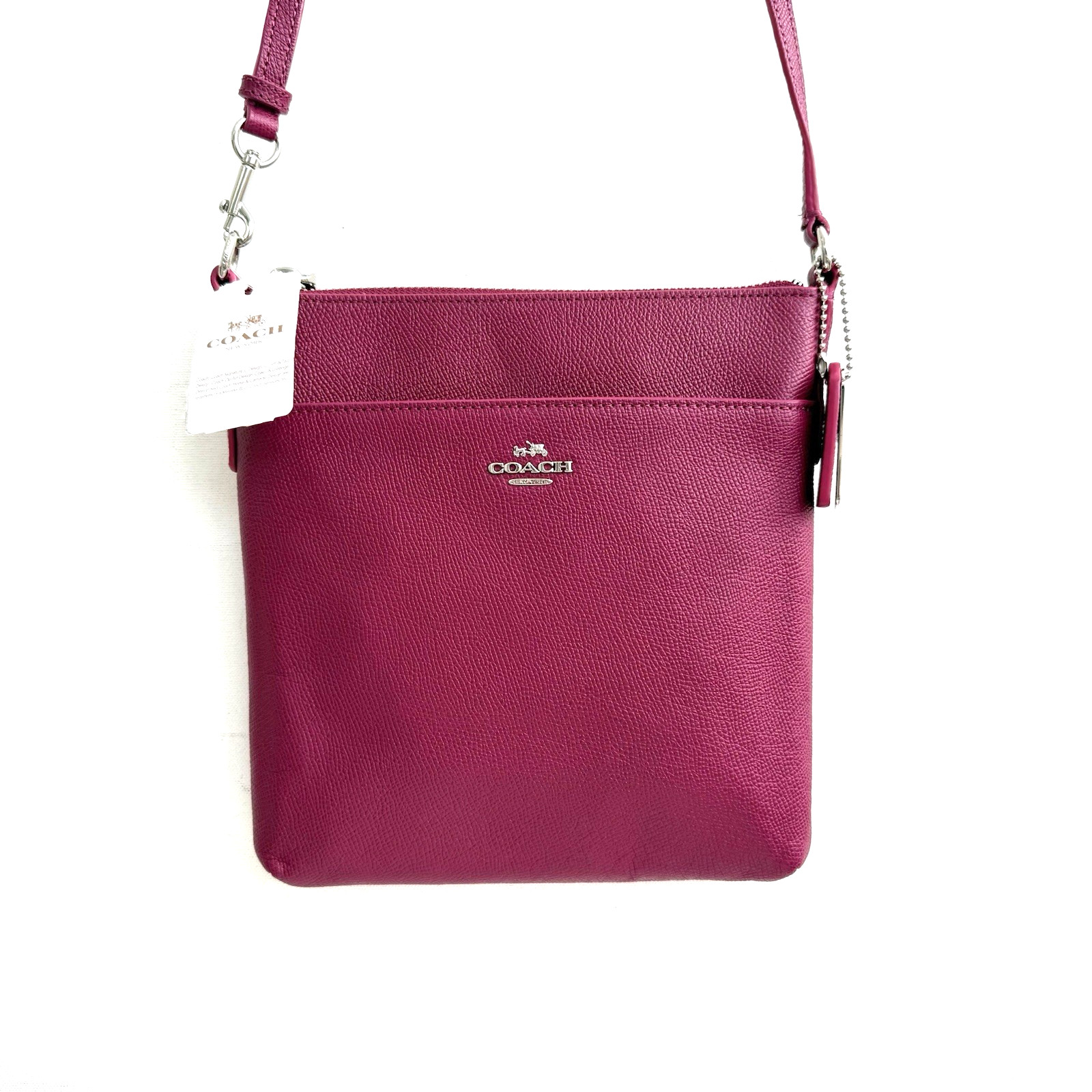 NWT Coach Embossed Texture Leather North South File Bag Crossbody 52348 Cyclemen