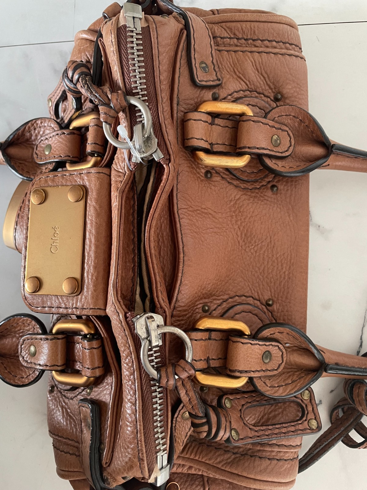 Chloe Paddington Mini Tan Brown Leather Handbag w/Padlock & Key 260726
