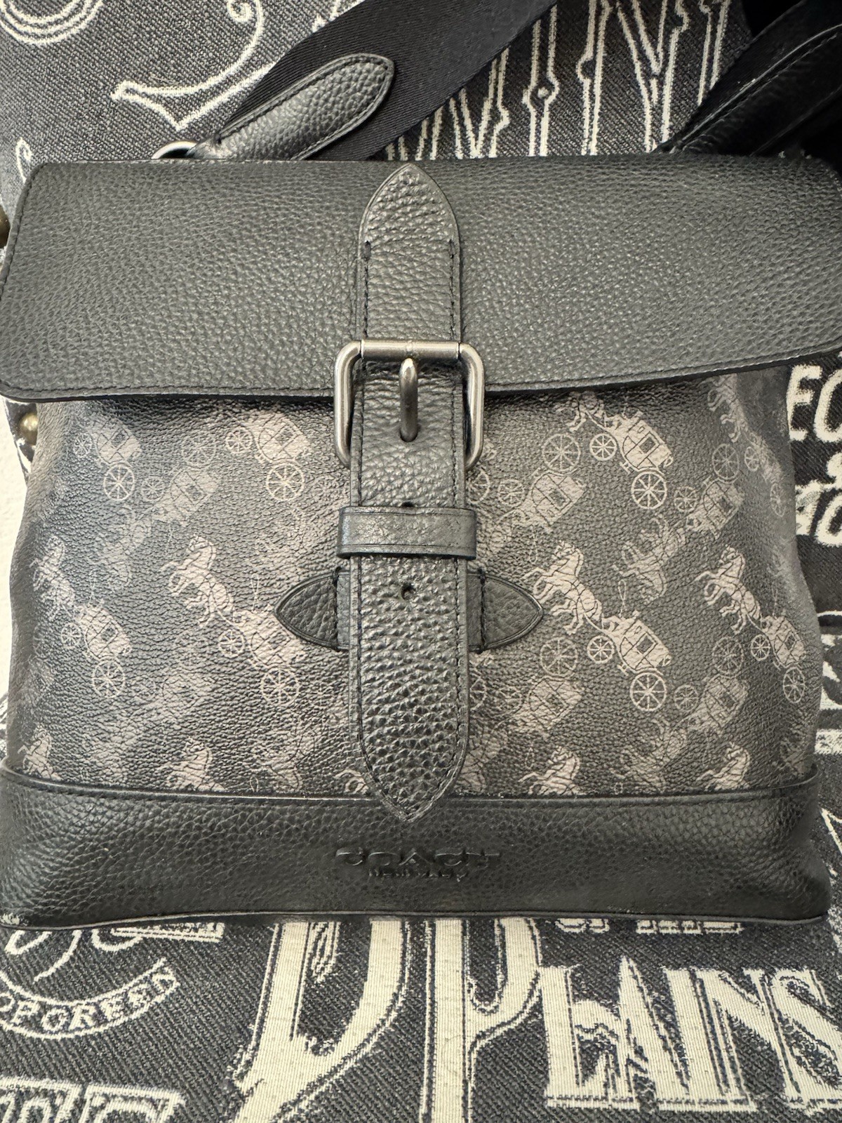 Coach/Gray Logo Horse & Carriage Buckle Flap Crossbody Bag