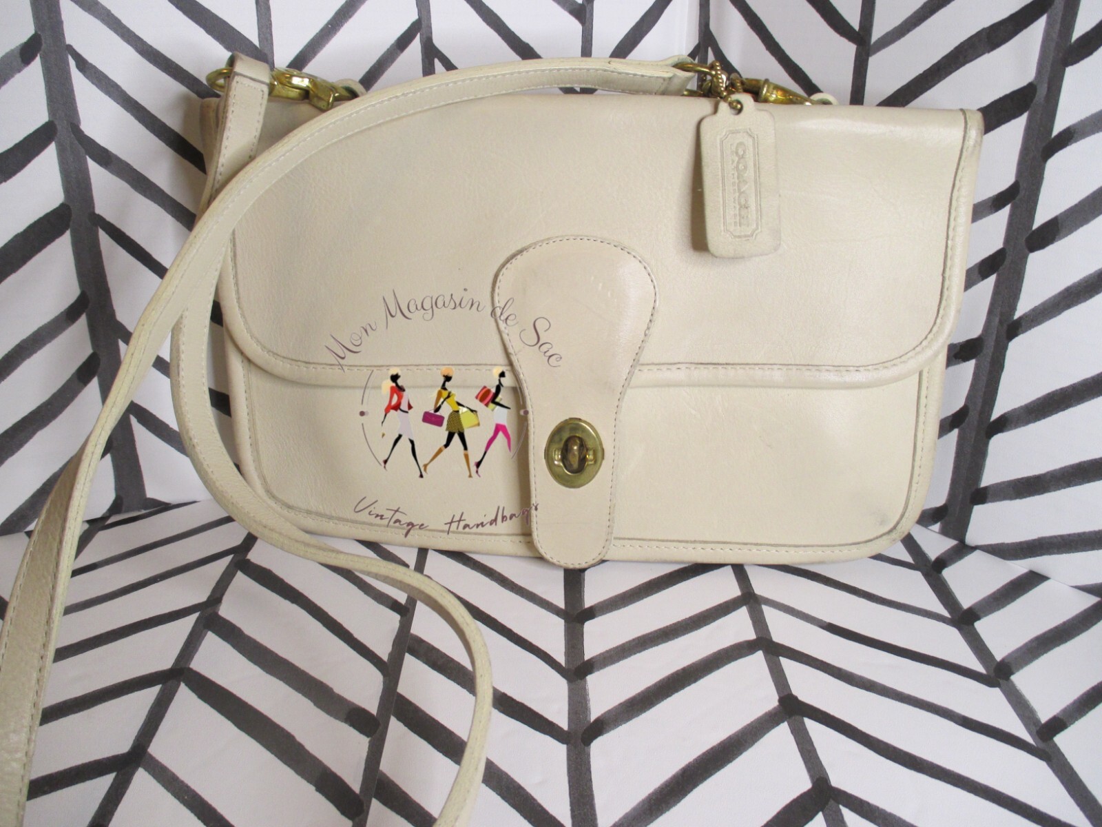Coach Vintage Bone Leather Twin Clutch Shoulder Bag – P/O – Ex. Vintage Cond.