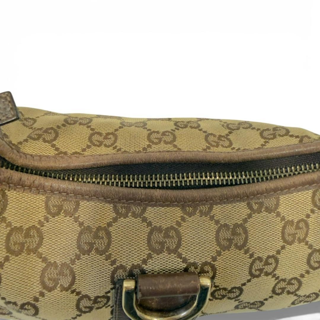 Vintage GUCCI Beige Ebony GG Monogram Abbey D Ring Accessory Pouch Baguette Auth