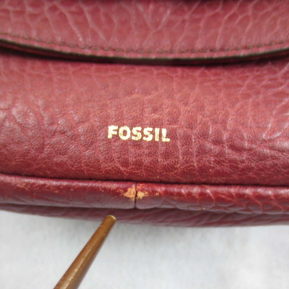 Fossil Peyton Crossbody Purse Wine Pebbled Leather Double Flap Retro Saddle Bag