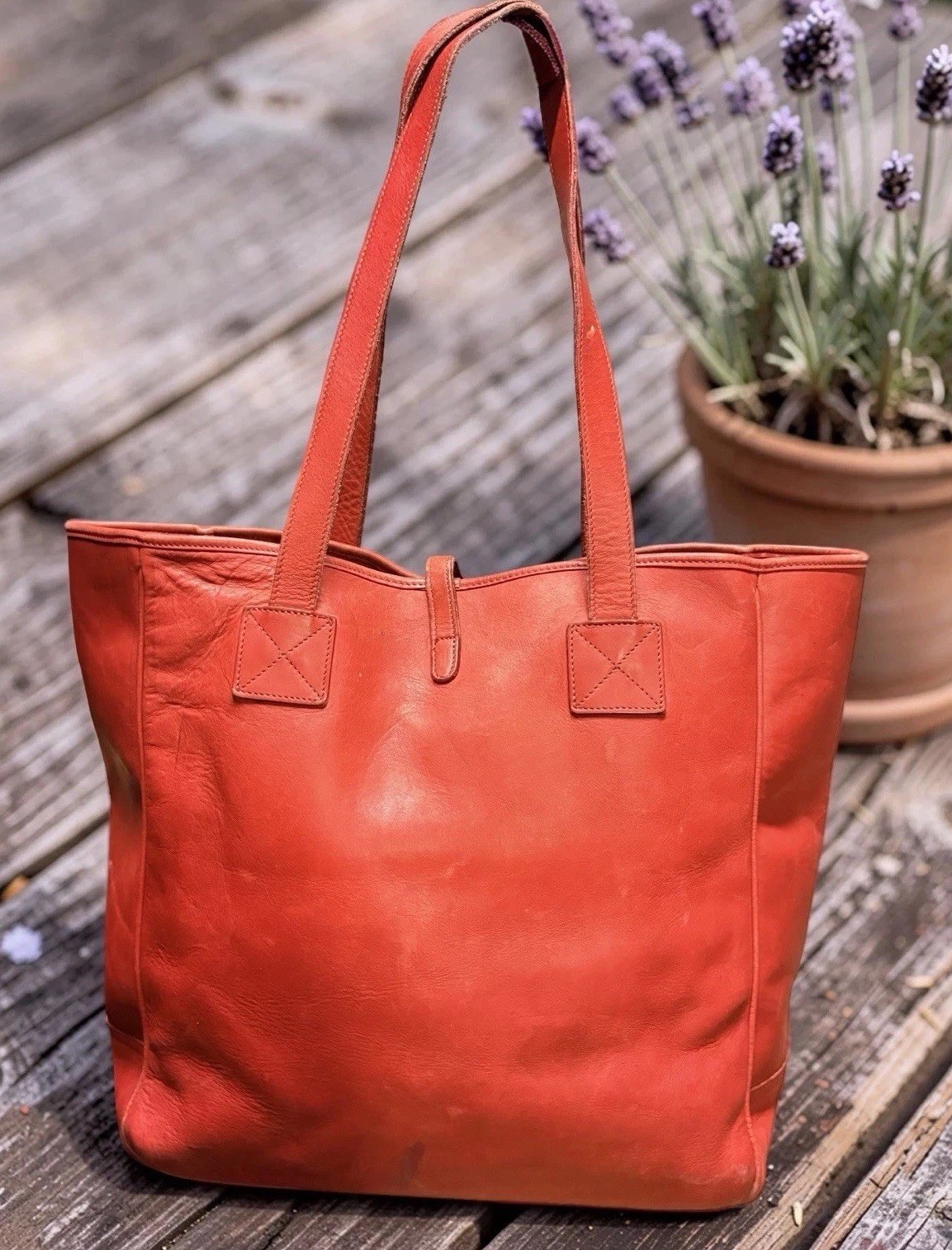 Dooney Bourke Vintage Red X-Large Shopper Tote Shoulder Bag Leather Made In USA