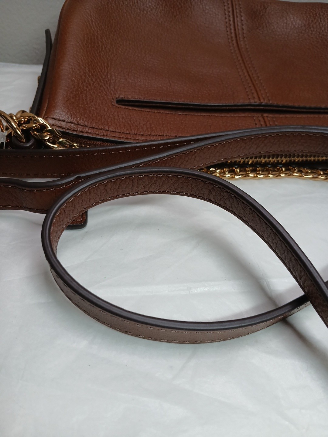 FOSSIL Handbag Purse Jolie Mini Brown Leather Crossbody Adjustable NWOT *Flaws*