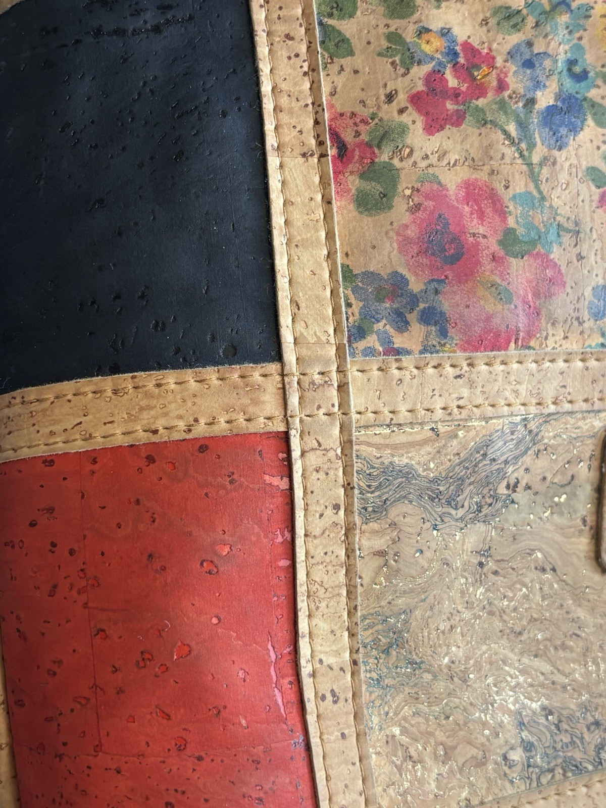Montado Cork Patchwork Shoulder Crossbody Bag Portugal Boho Chic Coastal