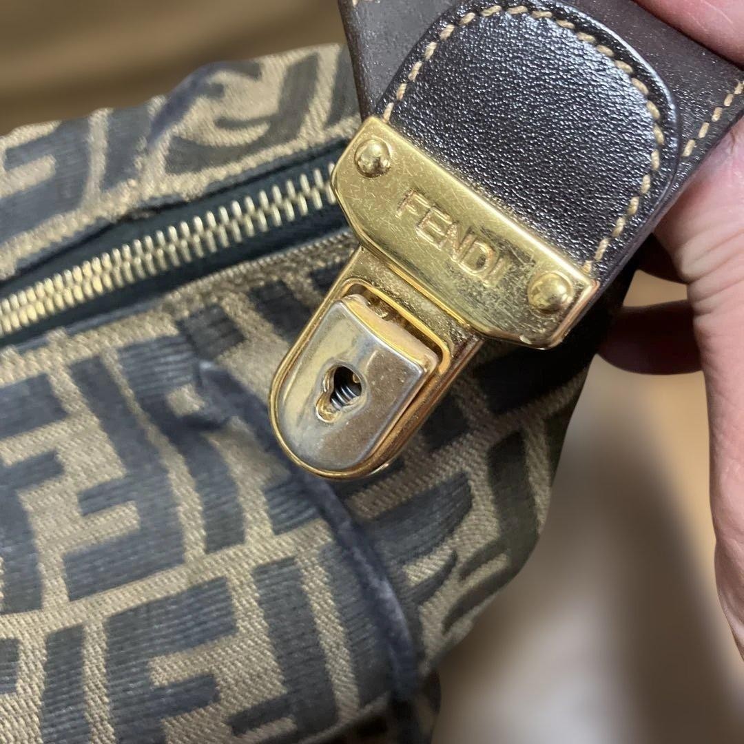 FENDI Handbag Canvas Brown black Authentic From Japan
