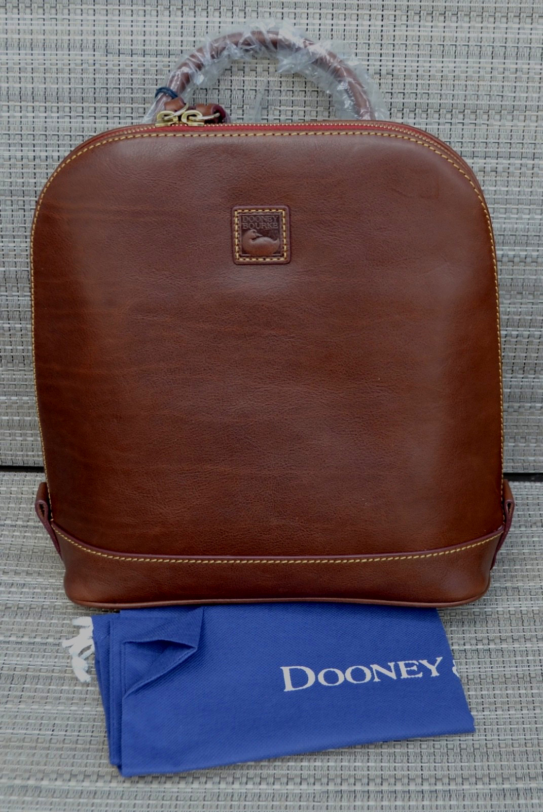 Dooney & Bourke Zip Pod Florentine Leather Backpack Chestnut 11.25x10x4″ NWT